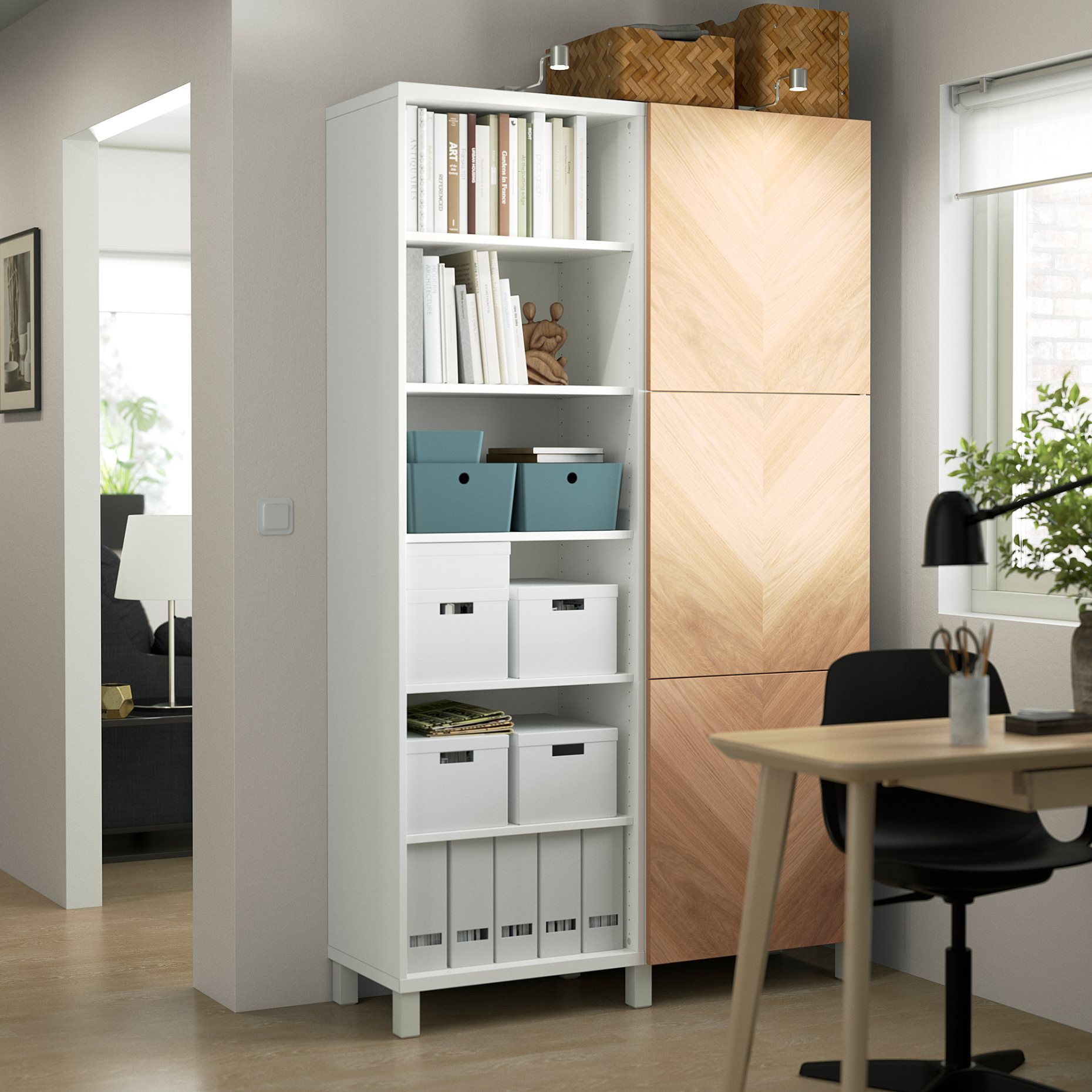 BESTÅ, storage combination with doors, 120x42x202 cm, 094.217.08