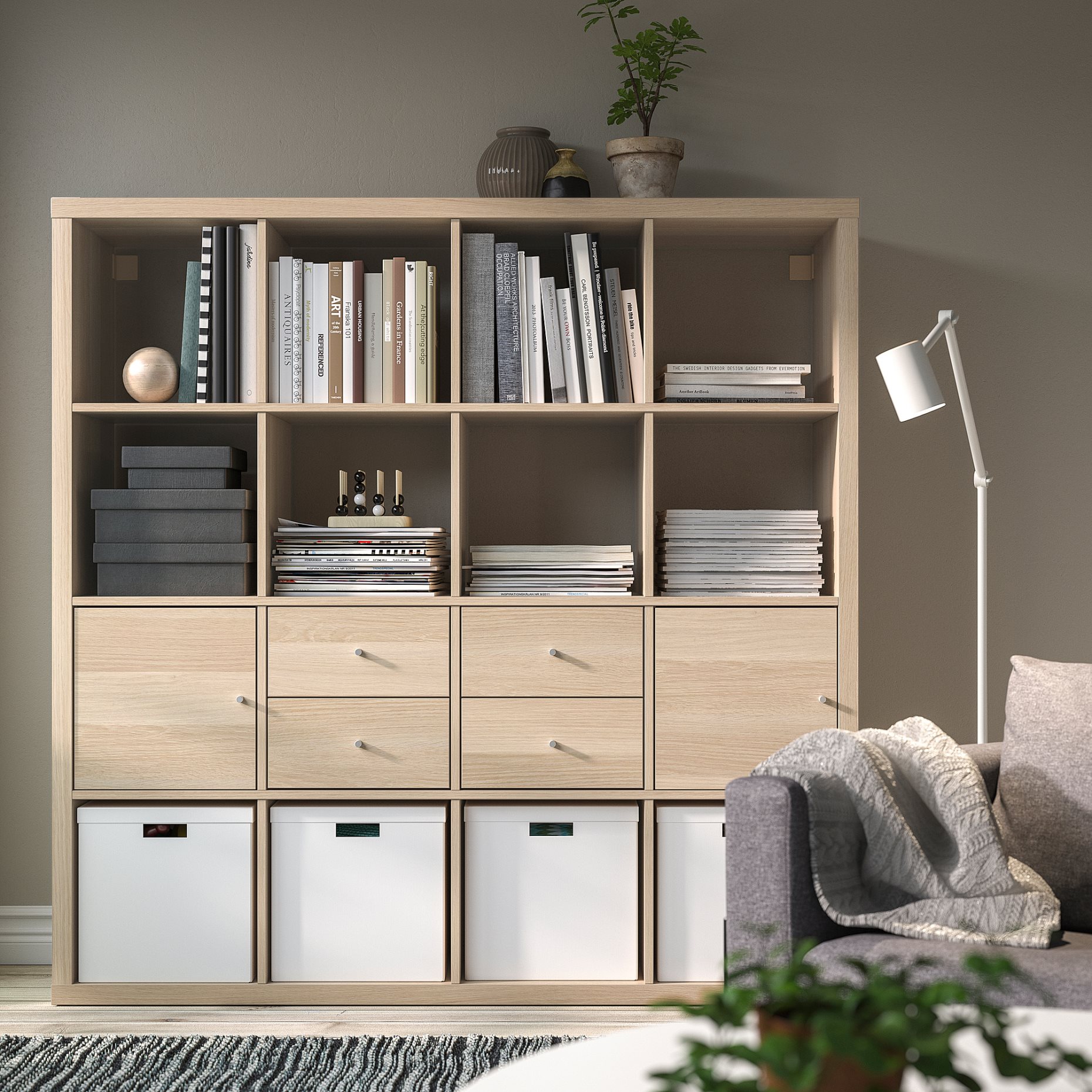 KALLAX, shelving unit with 4 inserts, 191.975.96