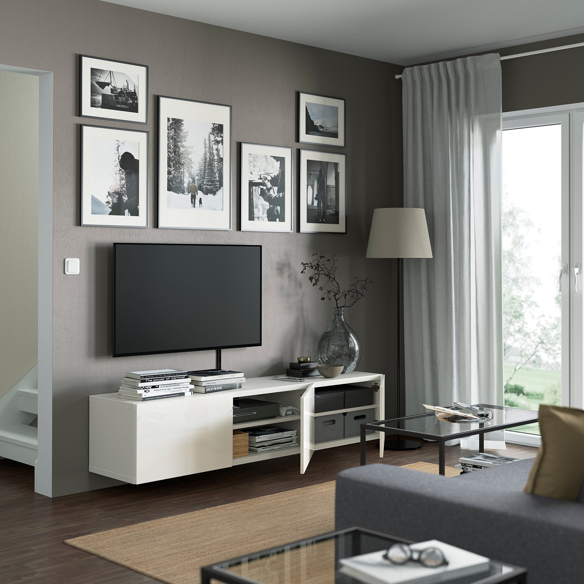 BESTÅ, TV bench with doors, 180x42x38 cm, 193.307.03