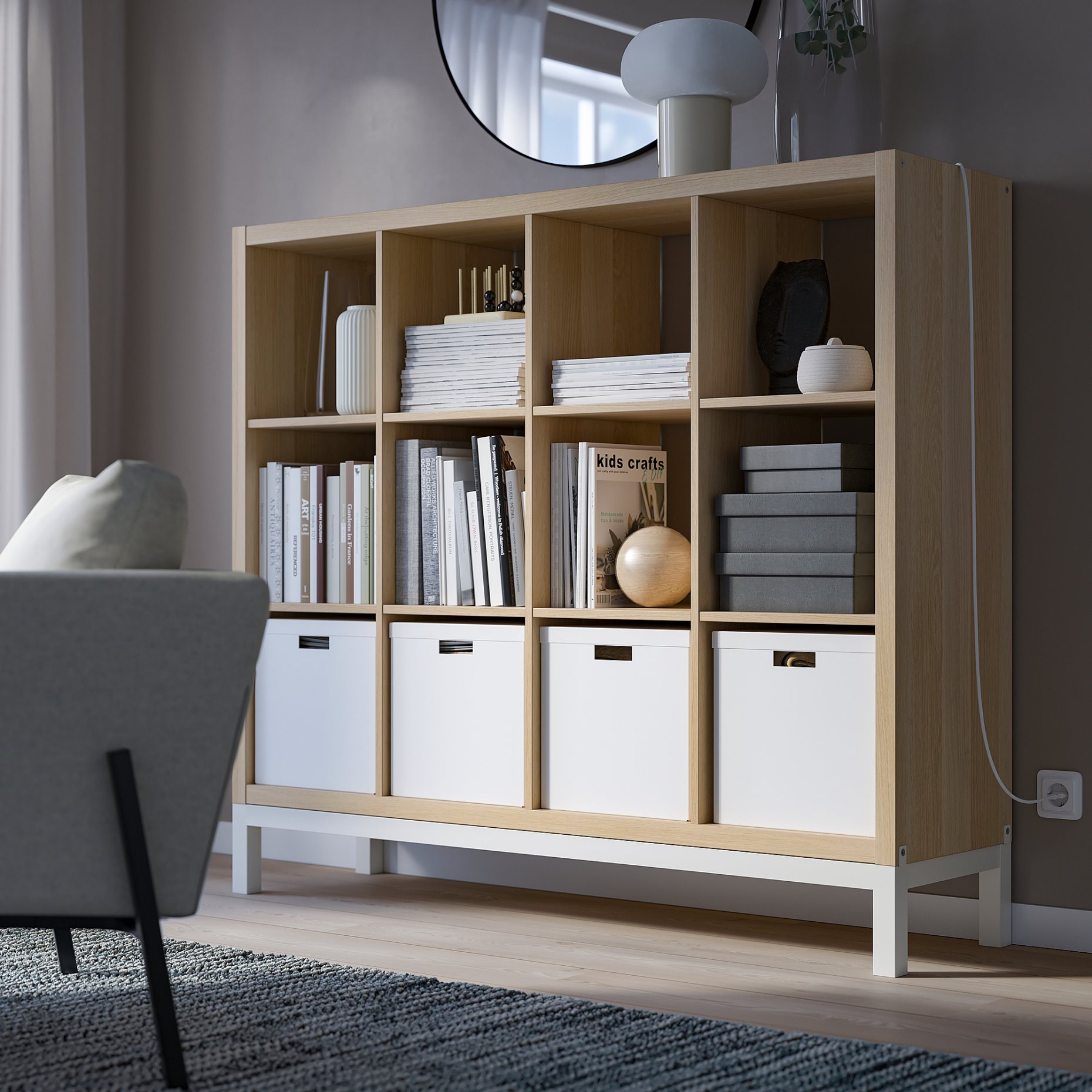 KALLAX, shelving unit with underframe, 147x129 cm, 194.427.10