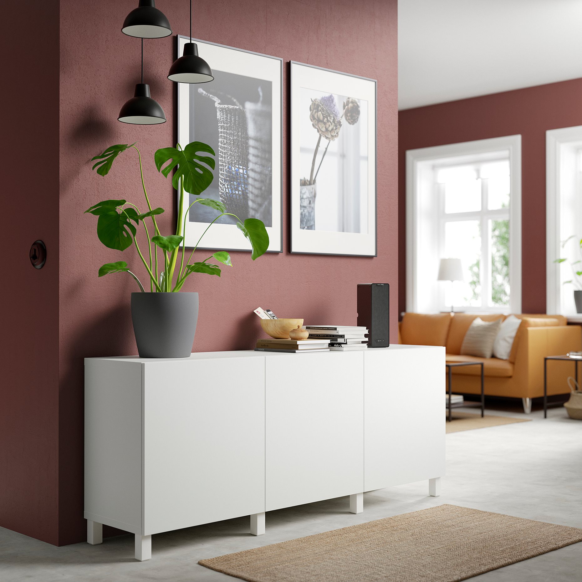 BESTÅ, σύνθεση αποθήκευσης με πόρτες, 180x42x74 cm, 291.397.18