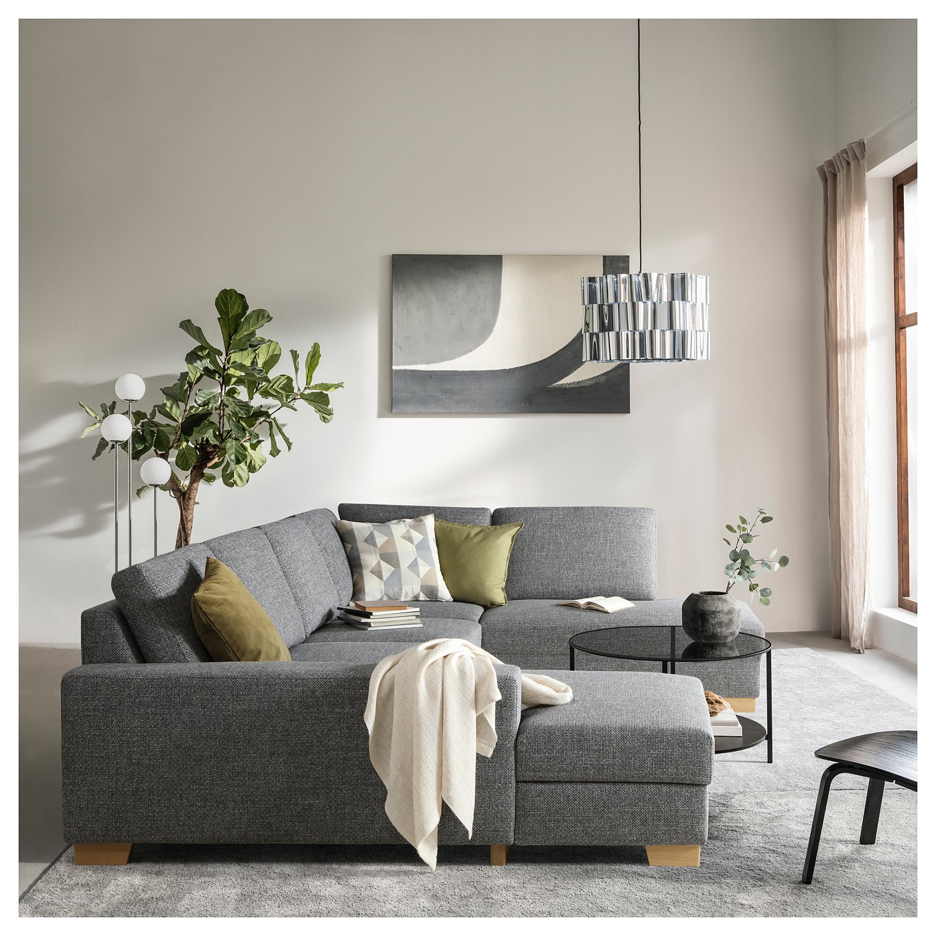 SÖRVALLEN, corner sofa 4-seat with chaise longue/left, 293.041.43