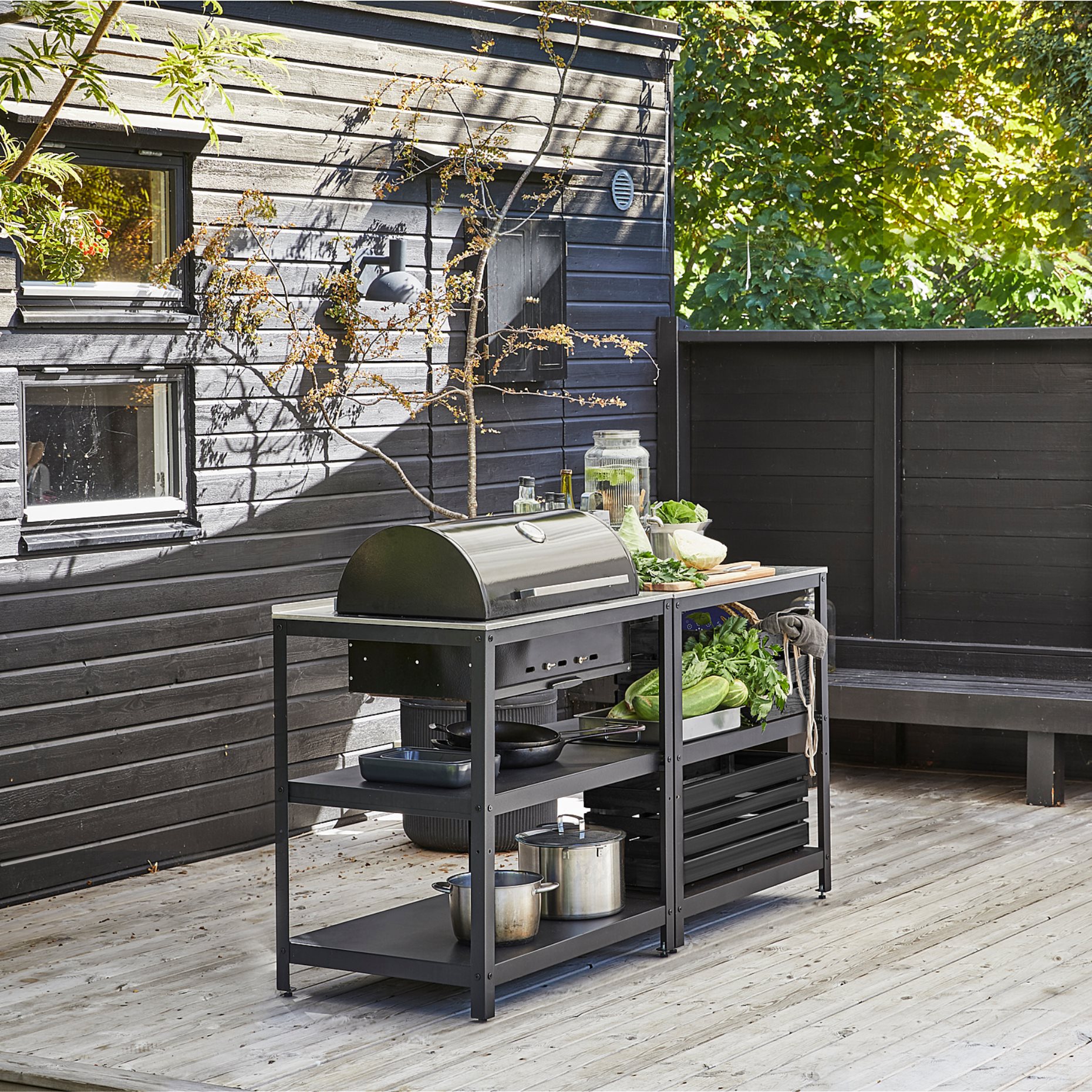 GRILLSKÄR, kitchen with charcoal bbq/outdoor, 172x61 cm, 393.849.88