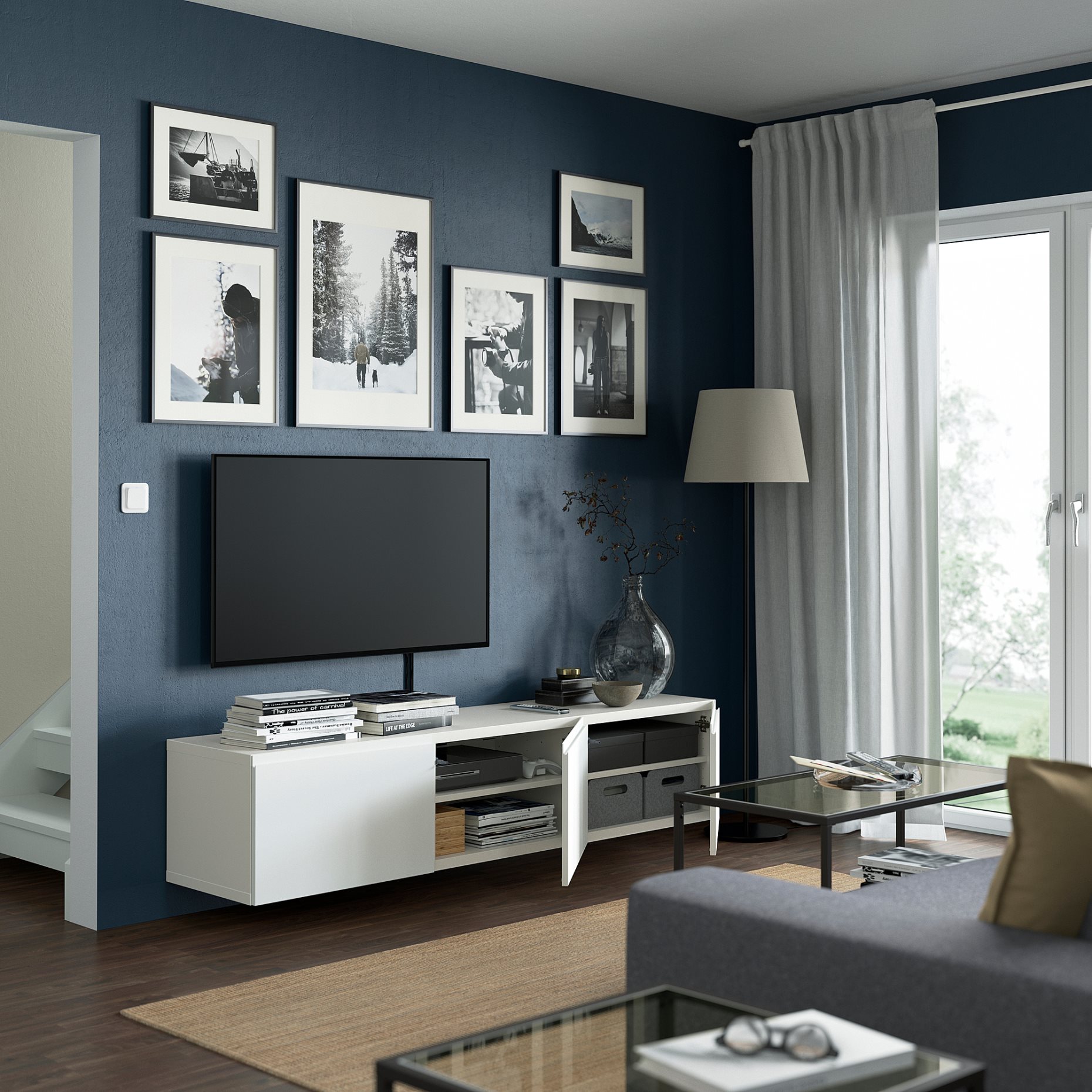 BESTÅ, έπιπλο TV με πόρτες, 180x42x38 cm, 394.222.16