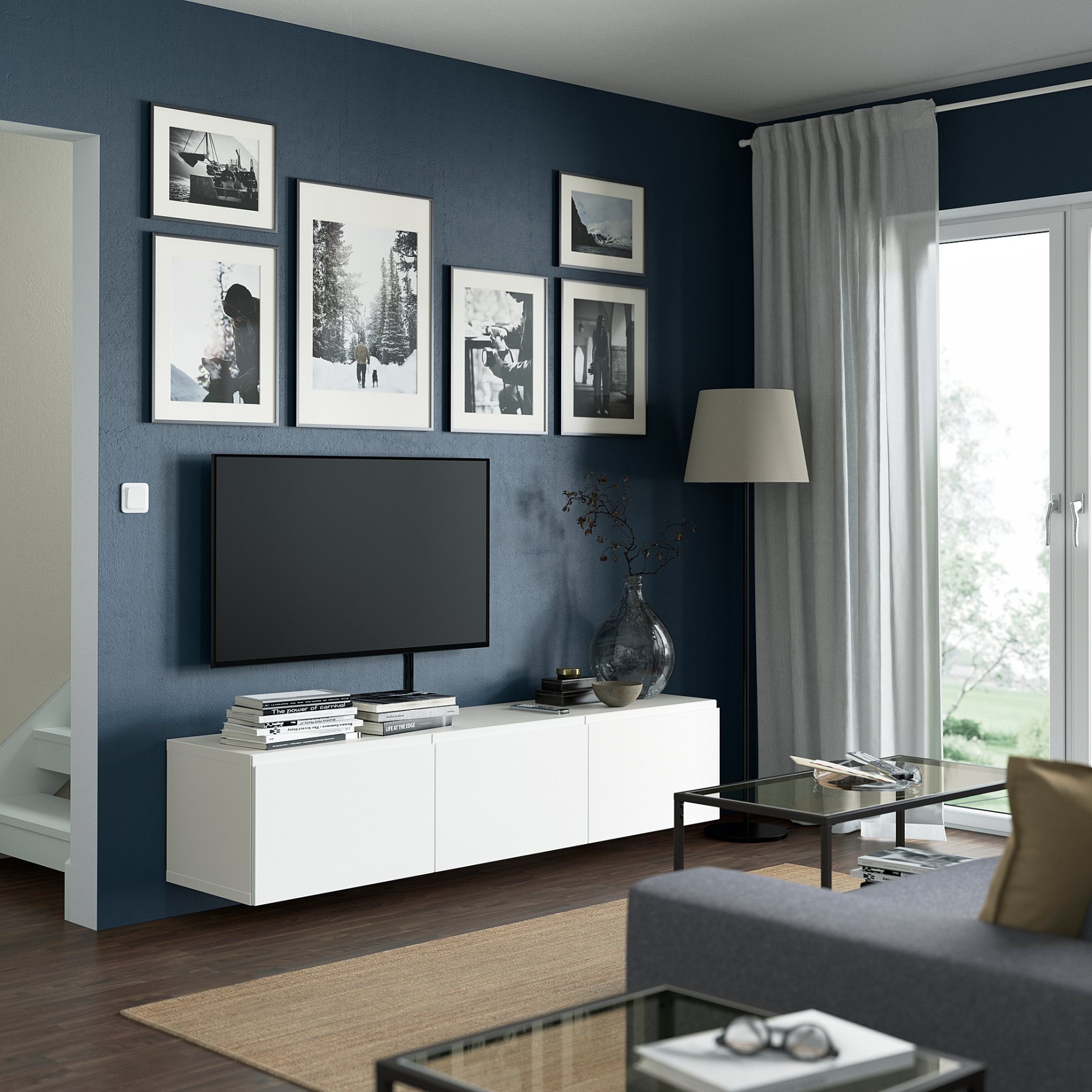 BESTÅ, έπιπλο TV με πόρτες, 180x42x38 cm, 394.222.16