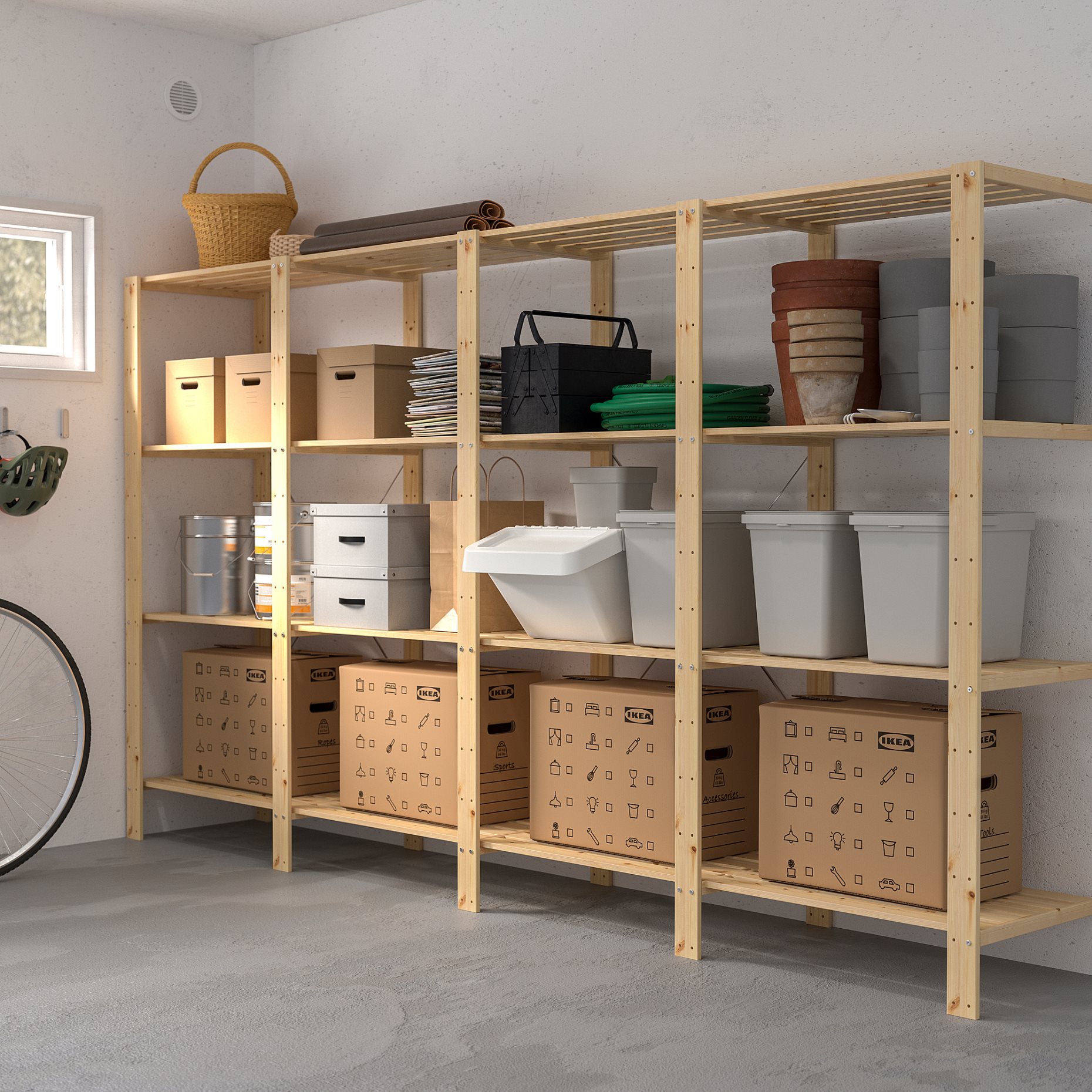 HEJNE, 4 sections/shelves, 490.469.78