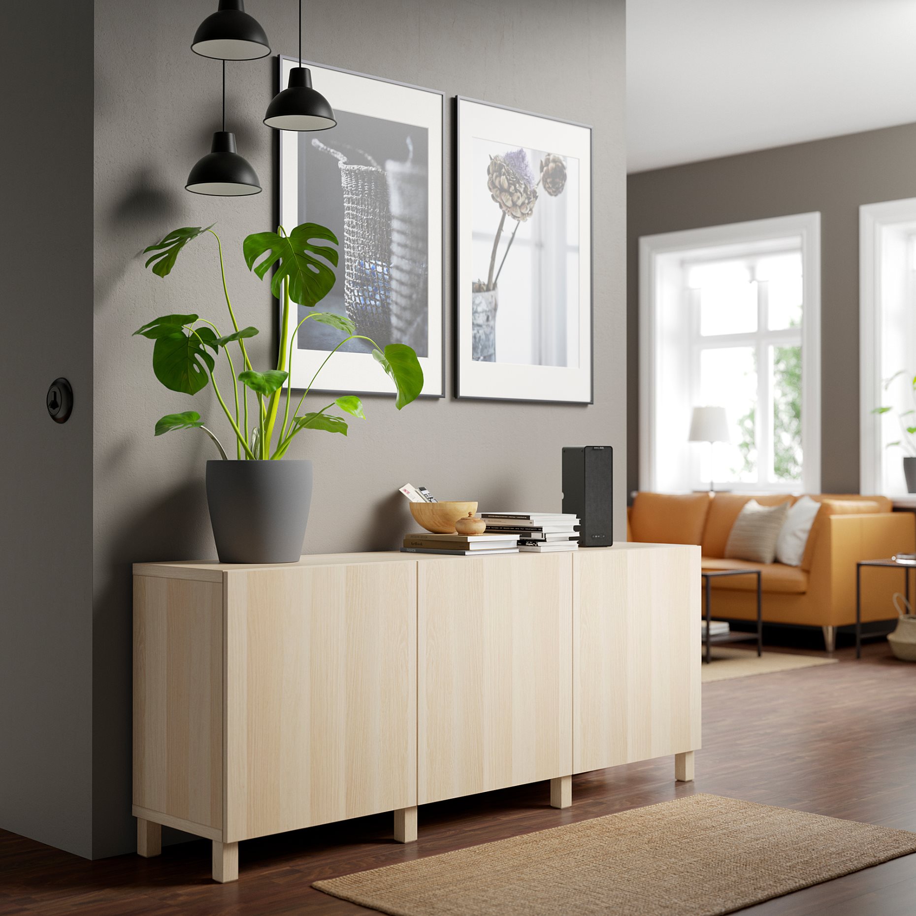 BESTÅ, σύνθεση αποθήκευσης με πόρτες, 180x42x74 cm, 491.397.22