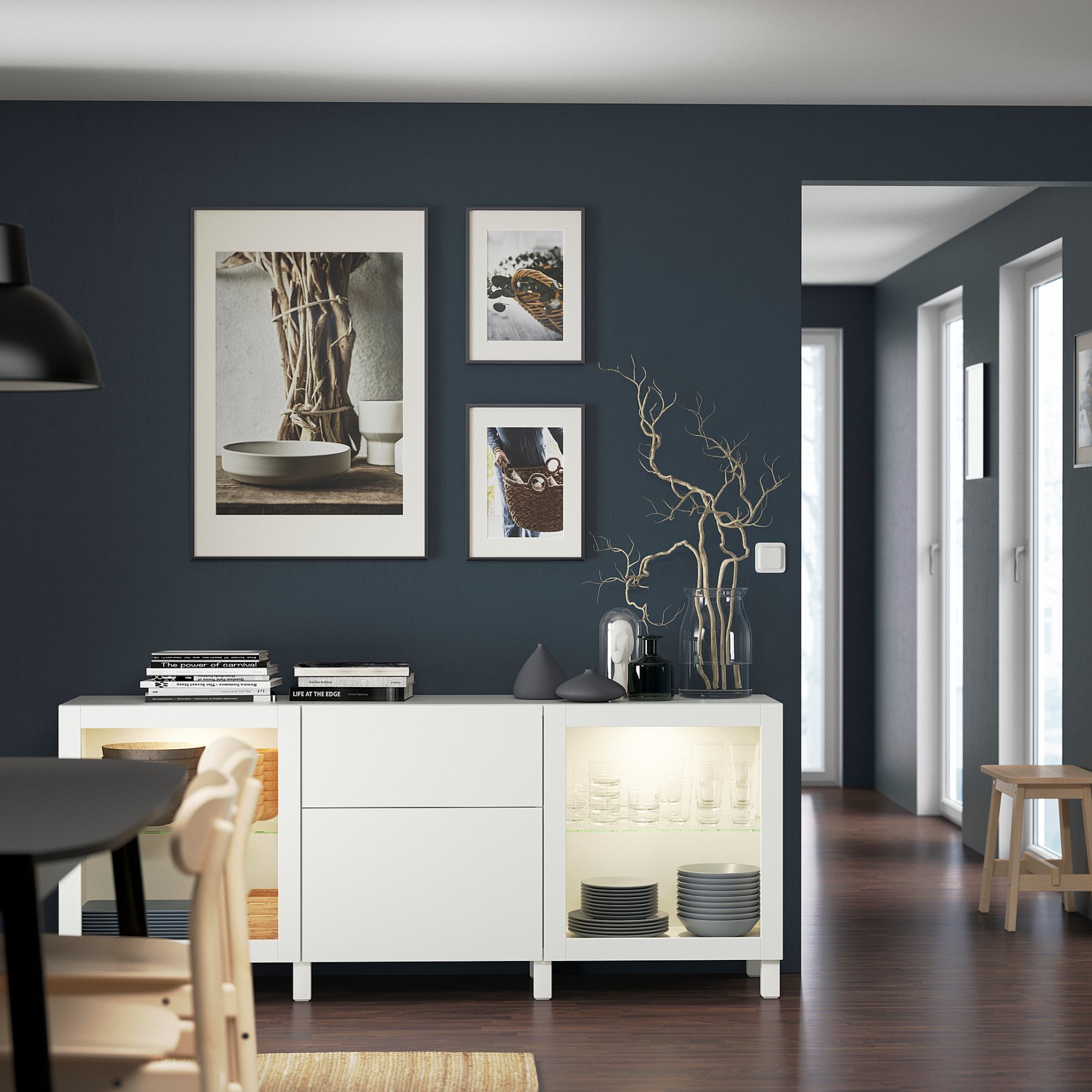 BESTÅ, storage combination with drawers soft-closing, 180x42x74 cm, 493.026.85