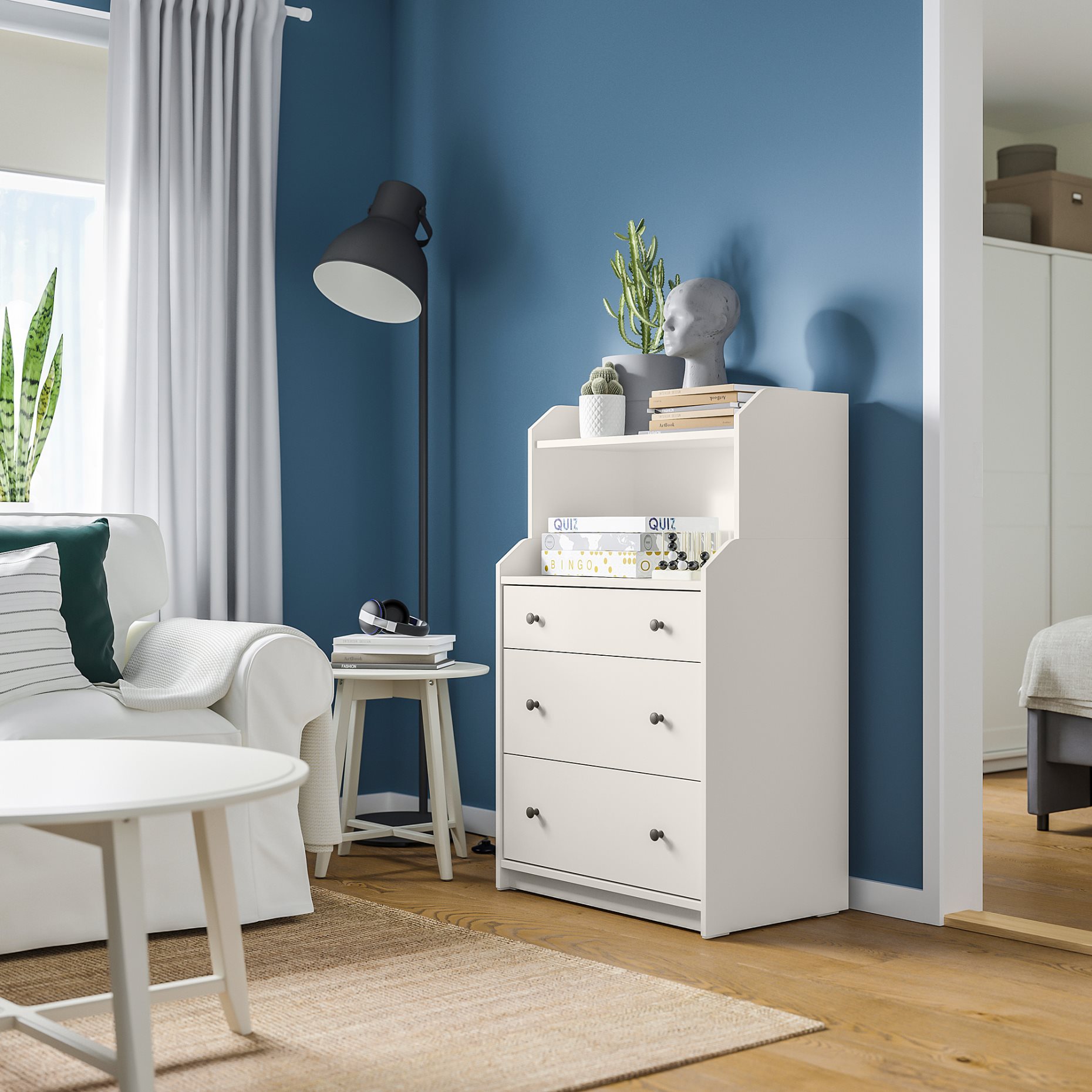 HAUGA, chest of 3 drawers with shelf,70x116 cm, 504.026.41