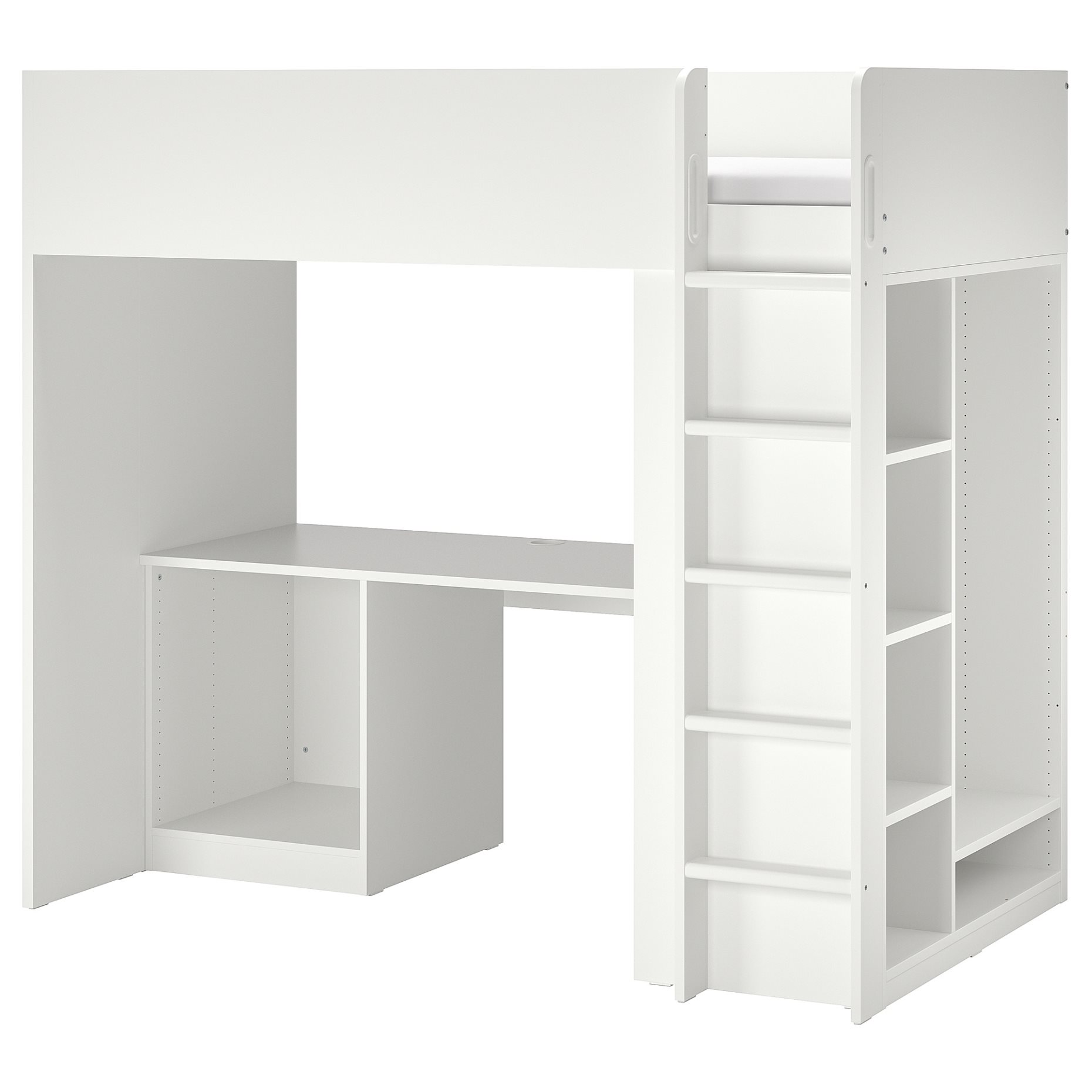 SMÅSTAD, loft bed frame with desk and storage, 90x200 cm, 504.540.36