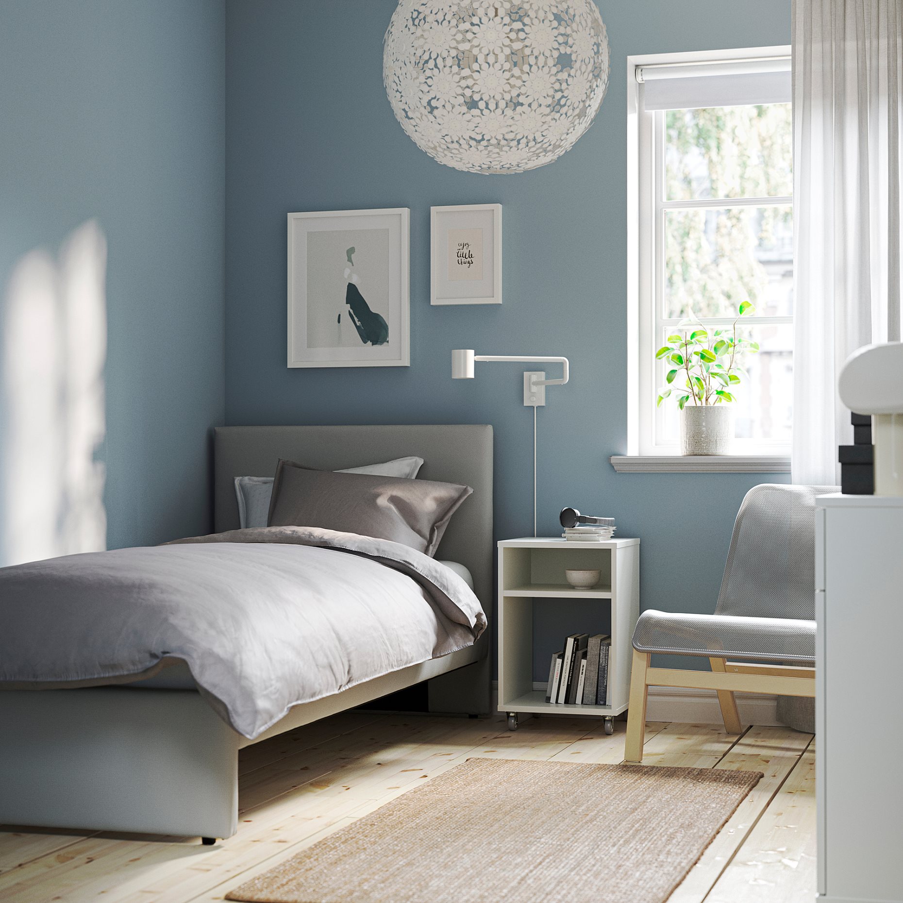 GLADSTAD, upholstered bed frame, 90x200 cm, 504.904.59