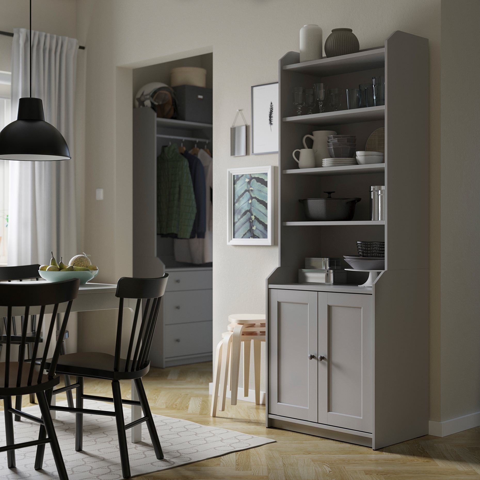HAUGA, high cabinet with 2 doors, 70x199 cm, 604.150.54