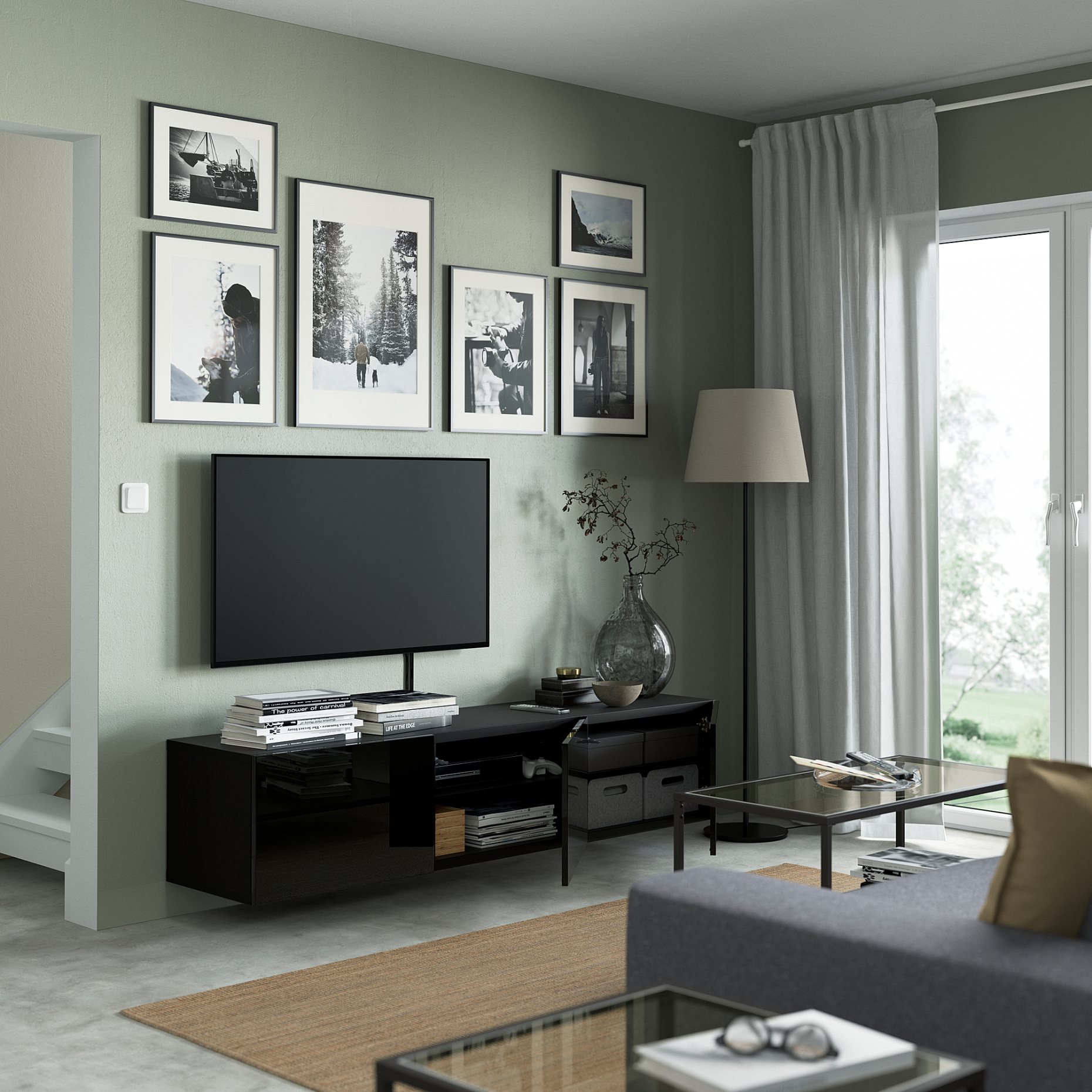 BESTÅ, TV bench with doors, 180x42x38 cm, 693.306.73