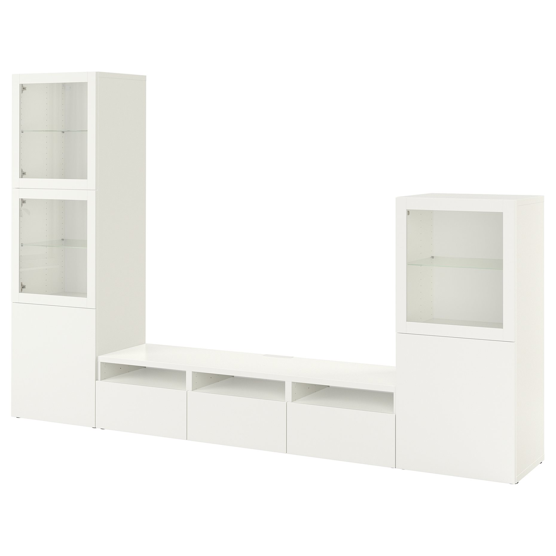 BESTÅ, TV storage combination/glass doors/drawers push open, 300x42x193 cm, 694.063.85
