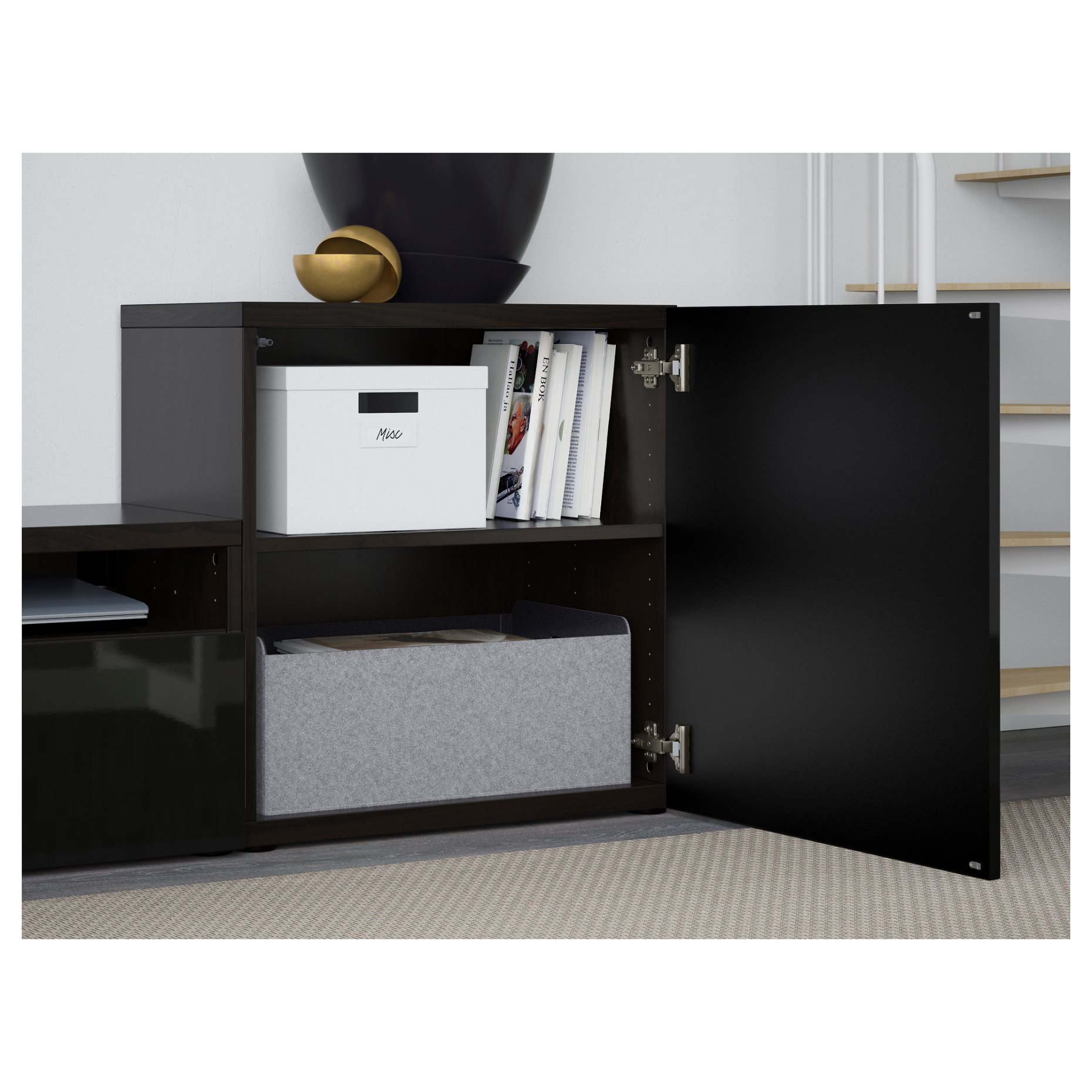 BESTÅ, TV storage combination/glass doors/drawers push open, 300x42x211 cm, 694.067.19