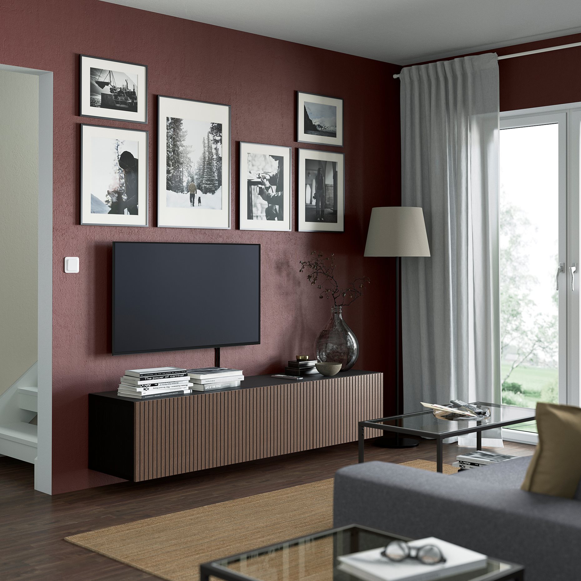 BESTÅ, TV bench with doors, 180x42x38 cm, 694.221.87