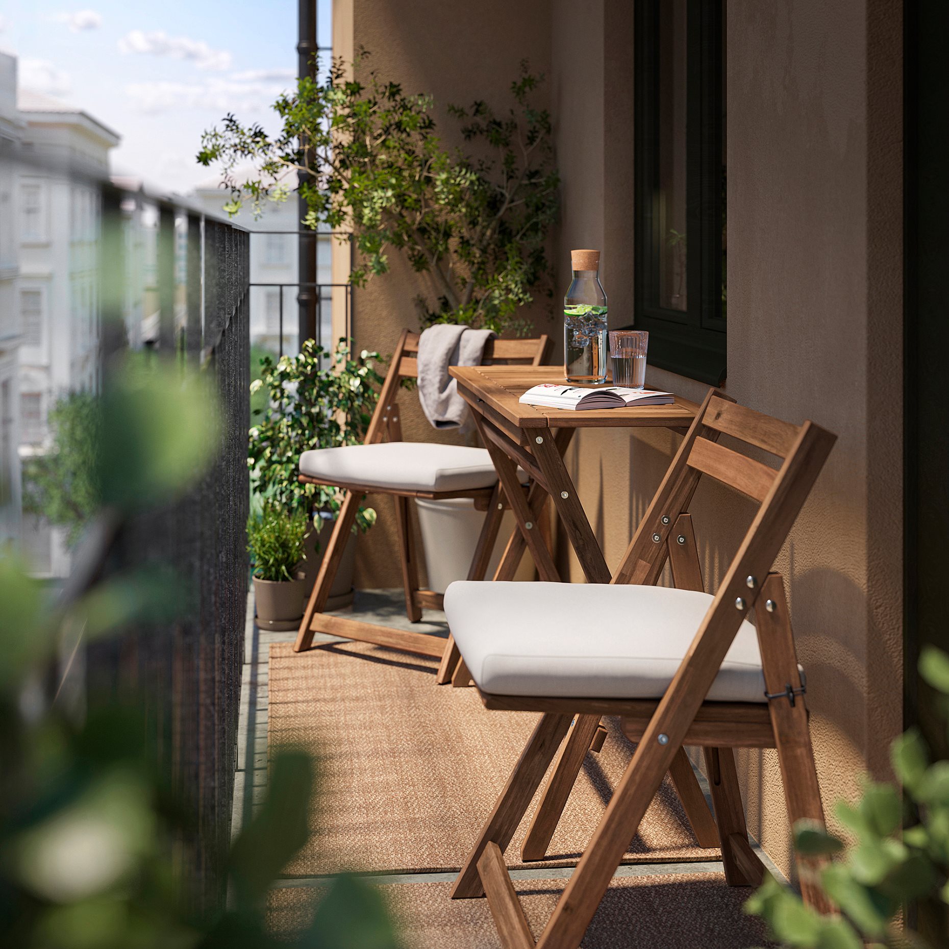 NÄMMARÖ, table and 2 chairs, folding/outdoor, 108x37 cm, 695.817.89