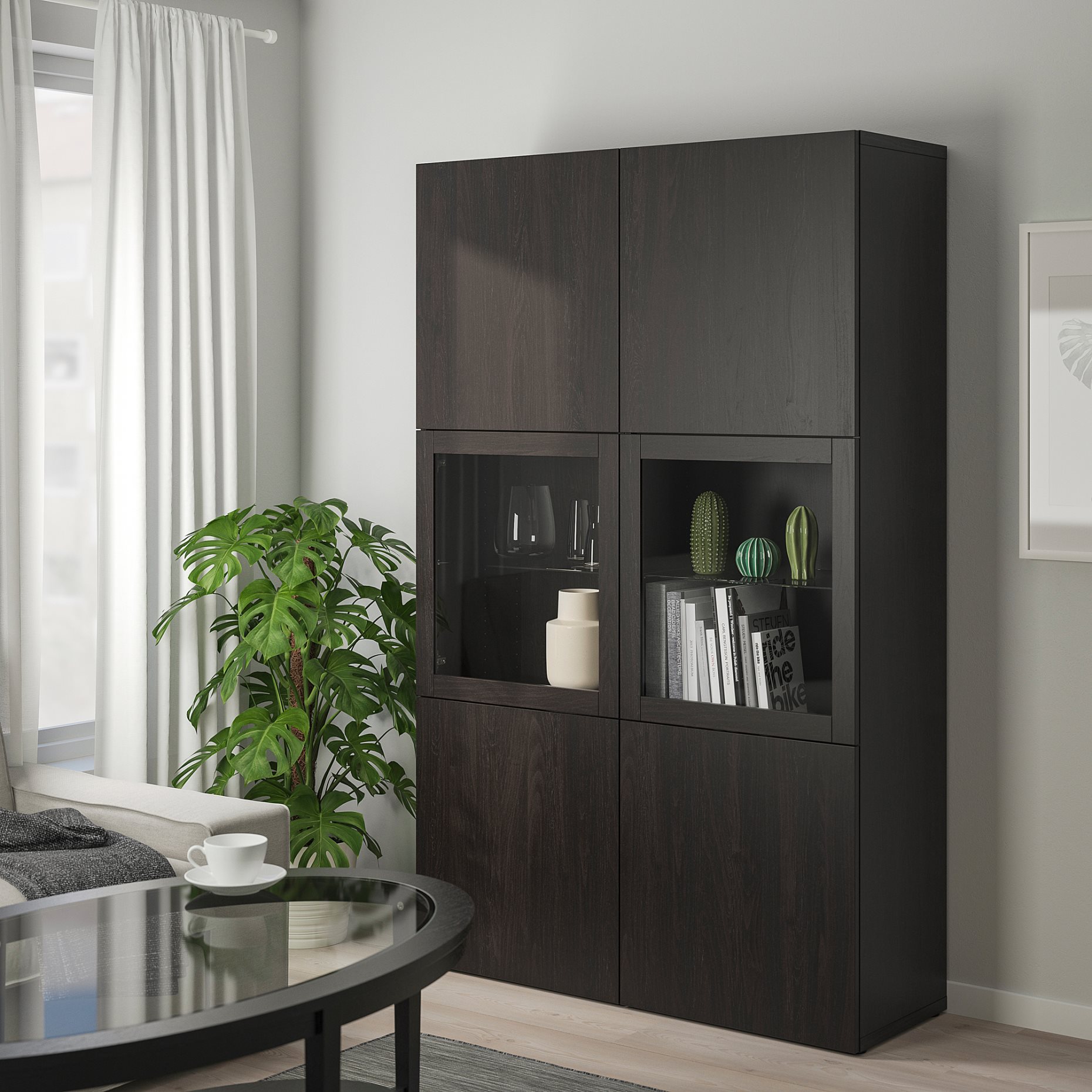 BESTÅ, storage combination w glass doors,, 120x42x193 cm, 790.592.62