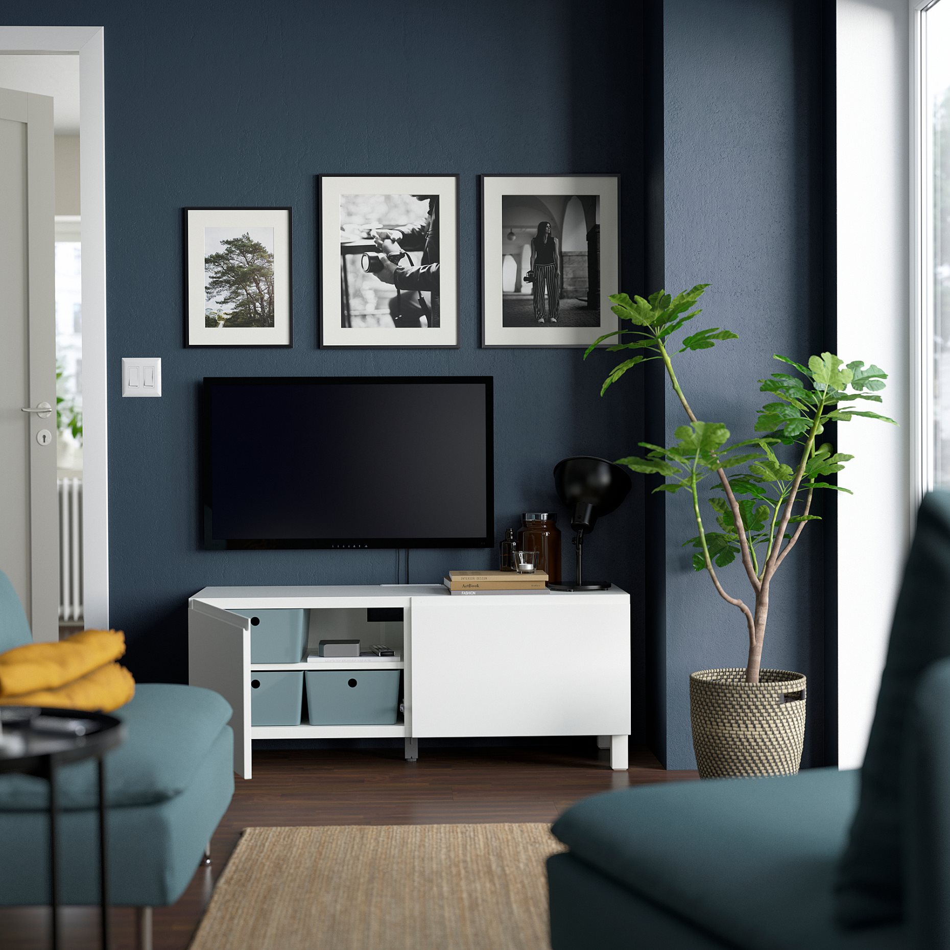 BESTÅ, TV bench with doors, 120x42x48 cm, 794.194.48