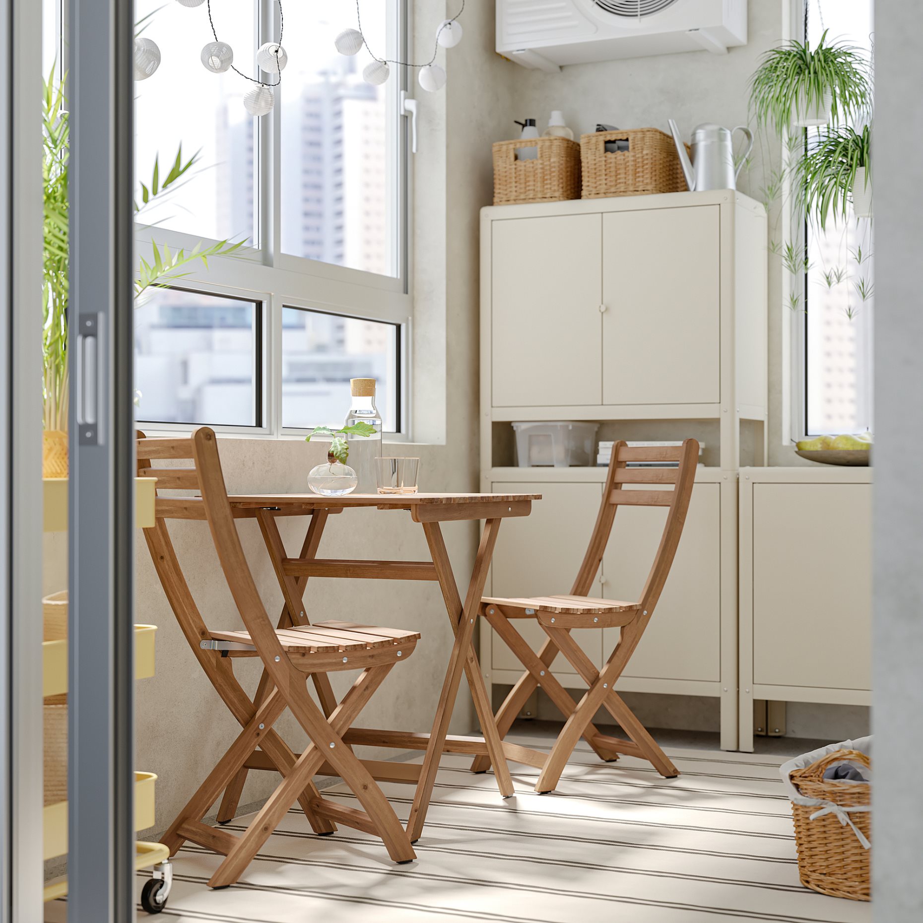 ASKHOLMEN, table and 2 folding chairs/outdoor, 60x62 cm, 795.290.98