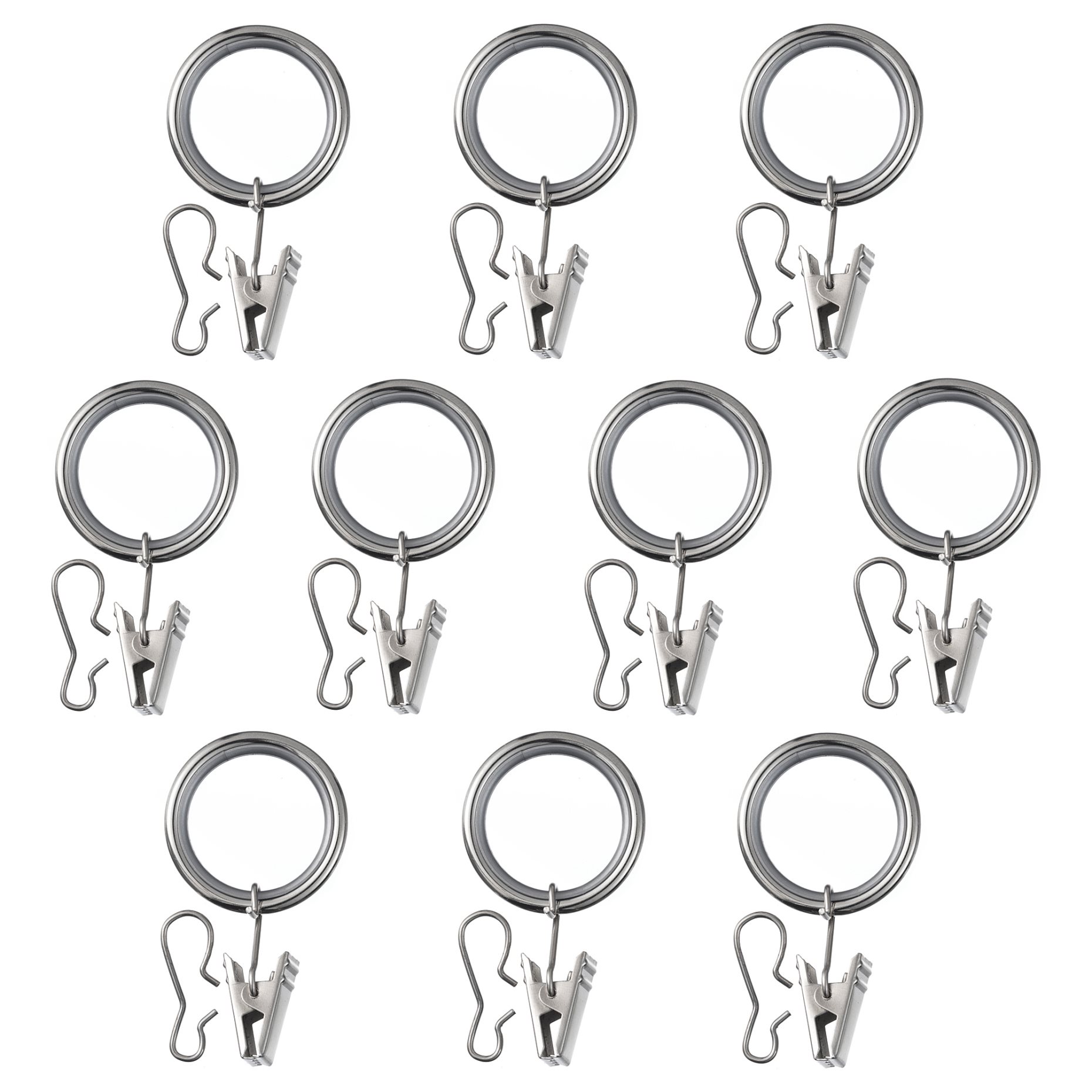 SYRLIG, curtain ring with clip and hook 10 pack, 38 mm, 804.897.89