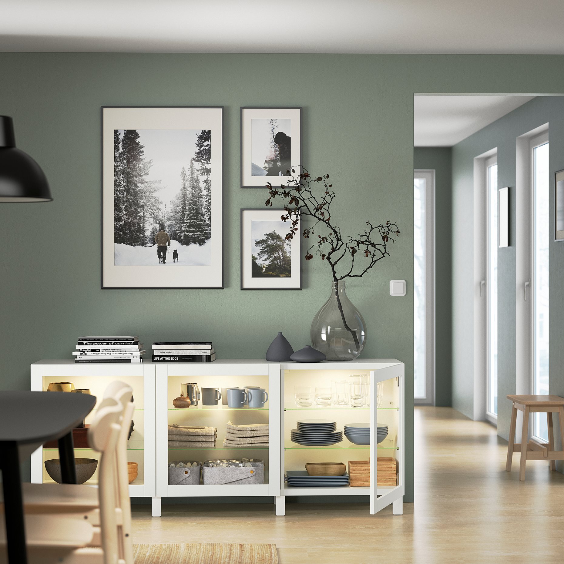 BESTÅ, σύνθεση αποθήκευσης με πόρτες, 180x42x74 cm, 891.399.23