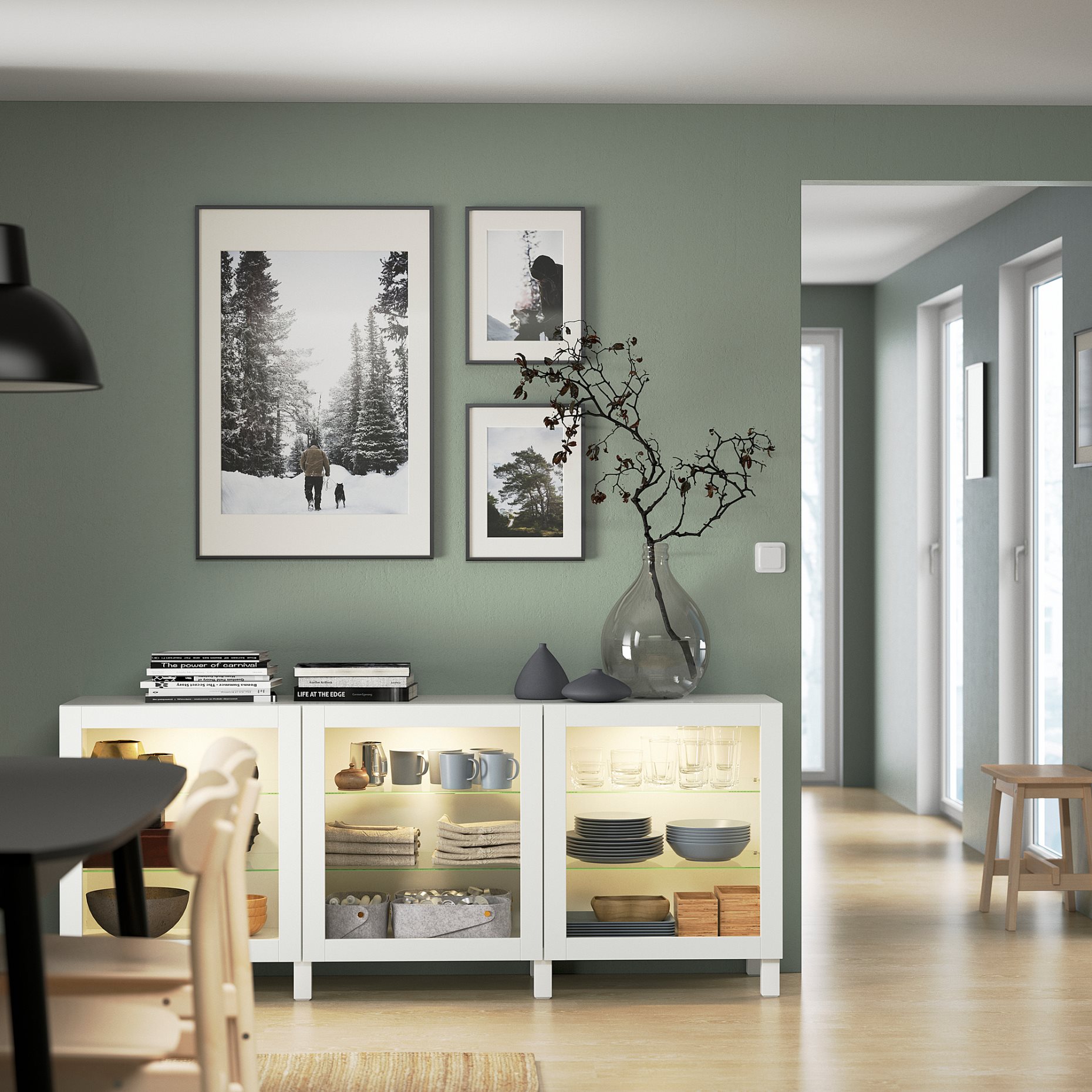 BESTÅ, σύνθεση αποθήκευσης με πόρτες, 180x42x74 cm, 891.399.23