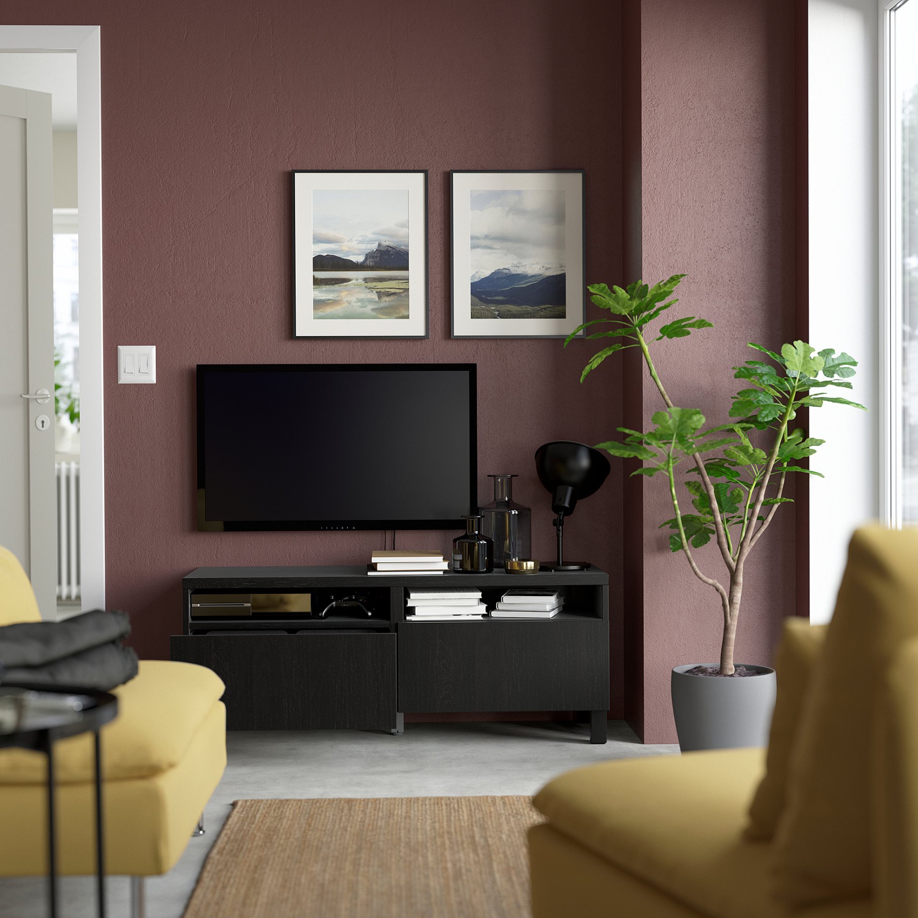 BESTÅ, TV bench with drawers soft closing, 120x42x48 cm, 891.882.92