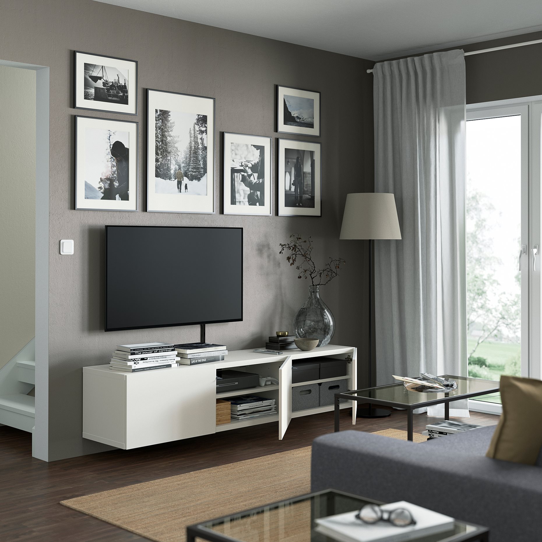 BESTÅ, TV bench with doors, 180x42x38 cm, 893.306.91
