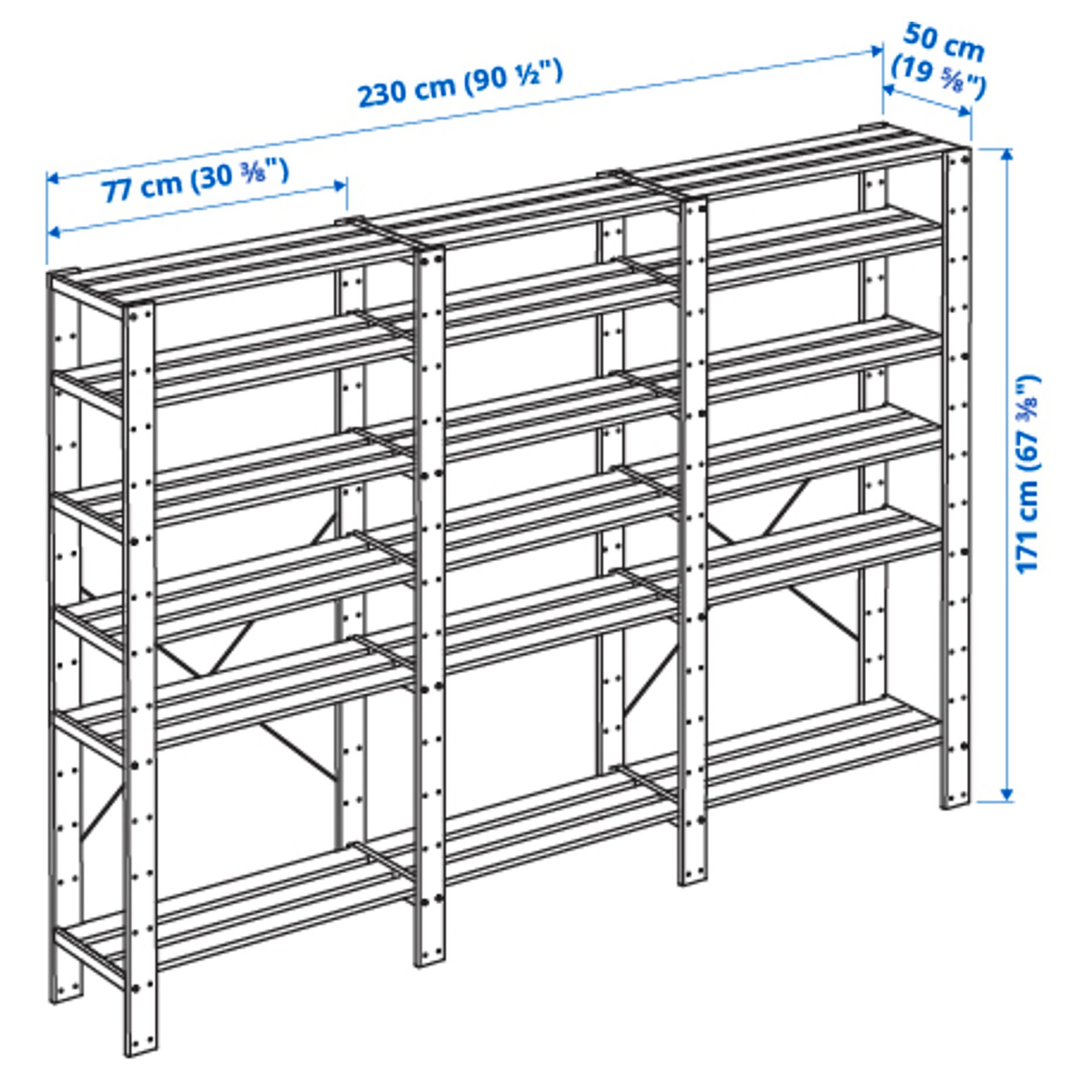 HEJNE, 3 sections/shelves, 990.314.08
