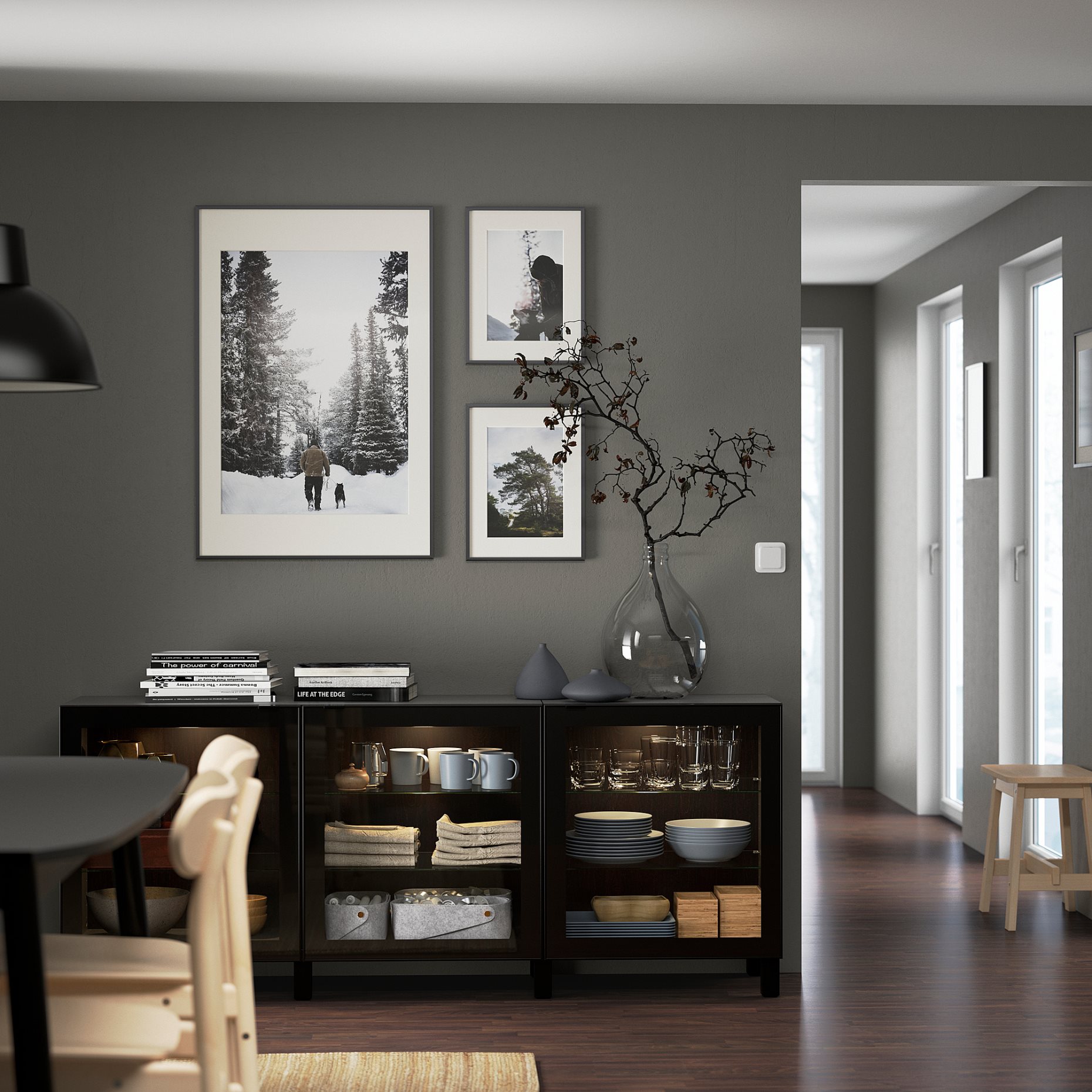 BESTÅ, σύνθεση αποθήκευσης με πόρτες, 180x42x74 cm, 991.399.13