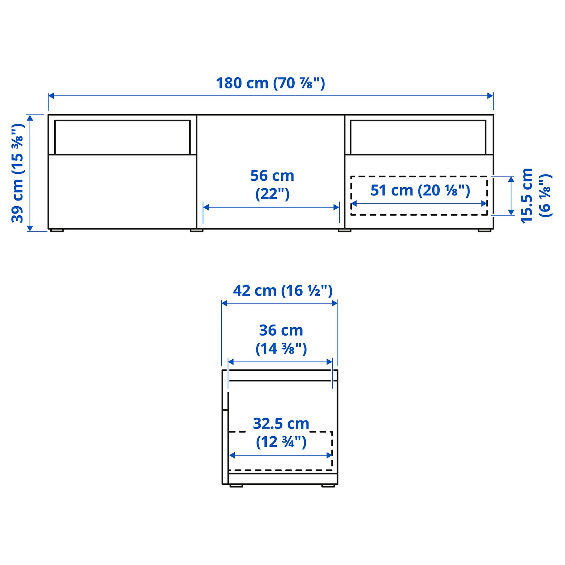 BESTÅ, TV bench with door/drawers soft closing, 180x42x39 cm, 994.347.54