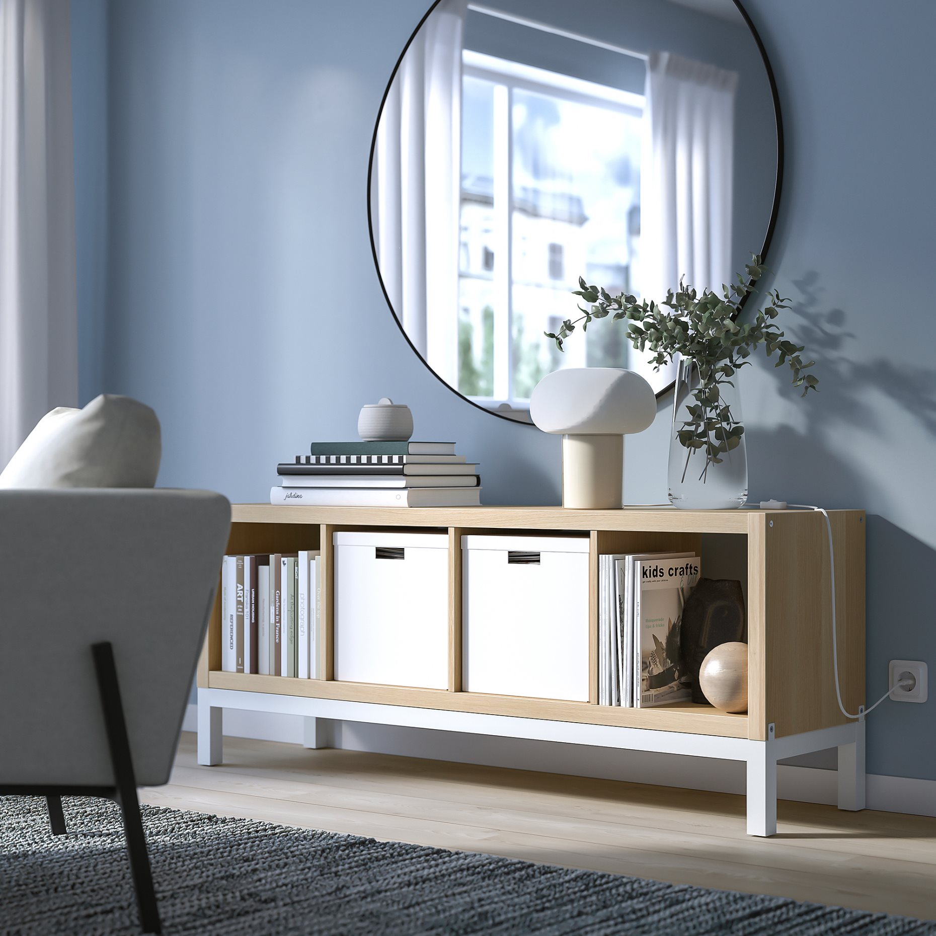 KALLAX, shelving unit with underframe, 147x59 cm, 994.426.74