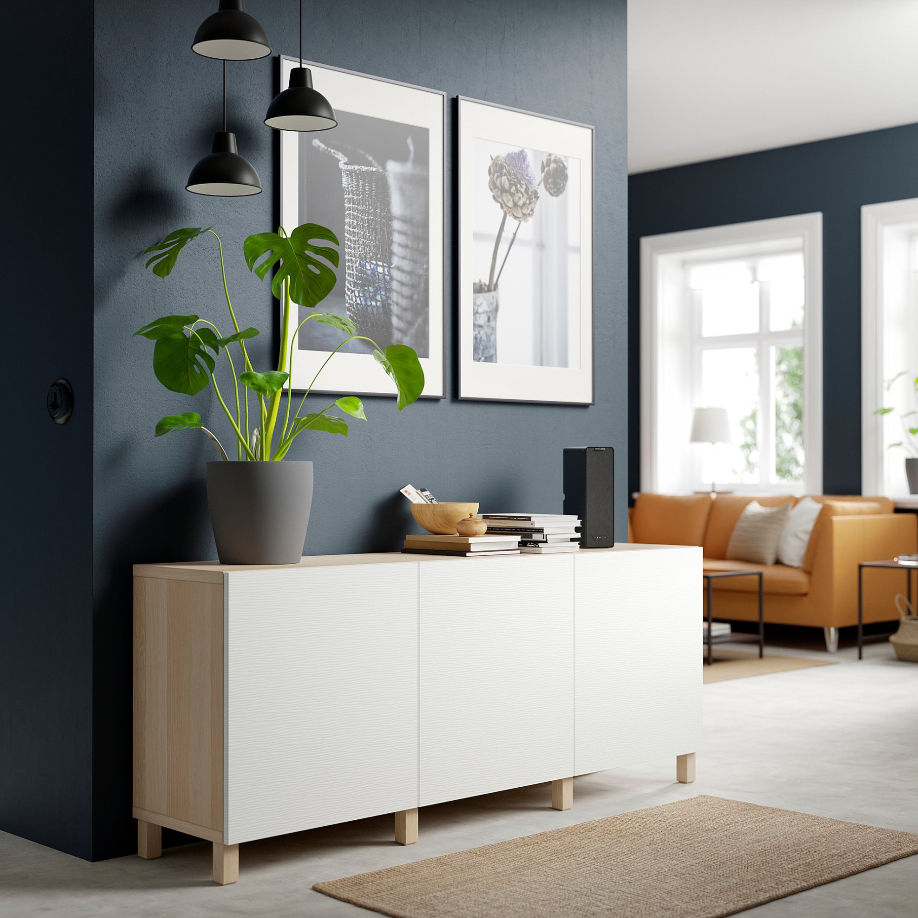 BESTÅ, σύνθεση αποθήκευσης με πόρτες, 180x42x74 cm, 091.399.03