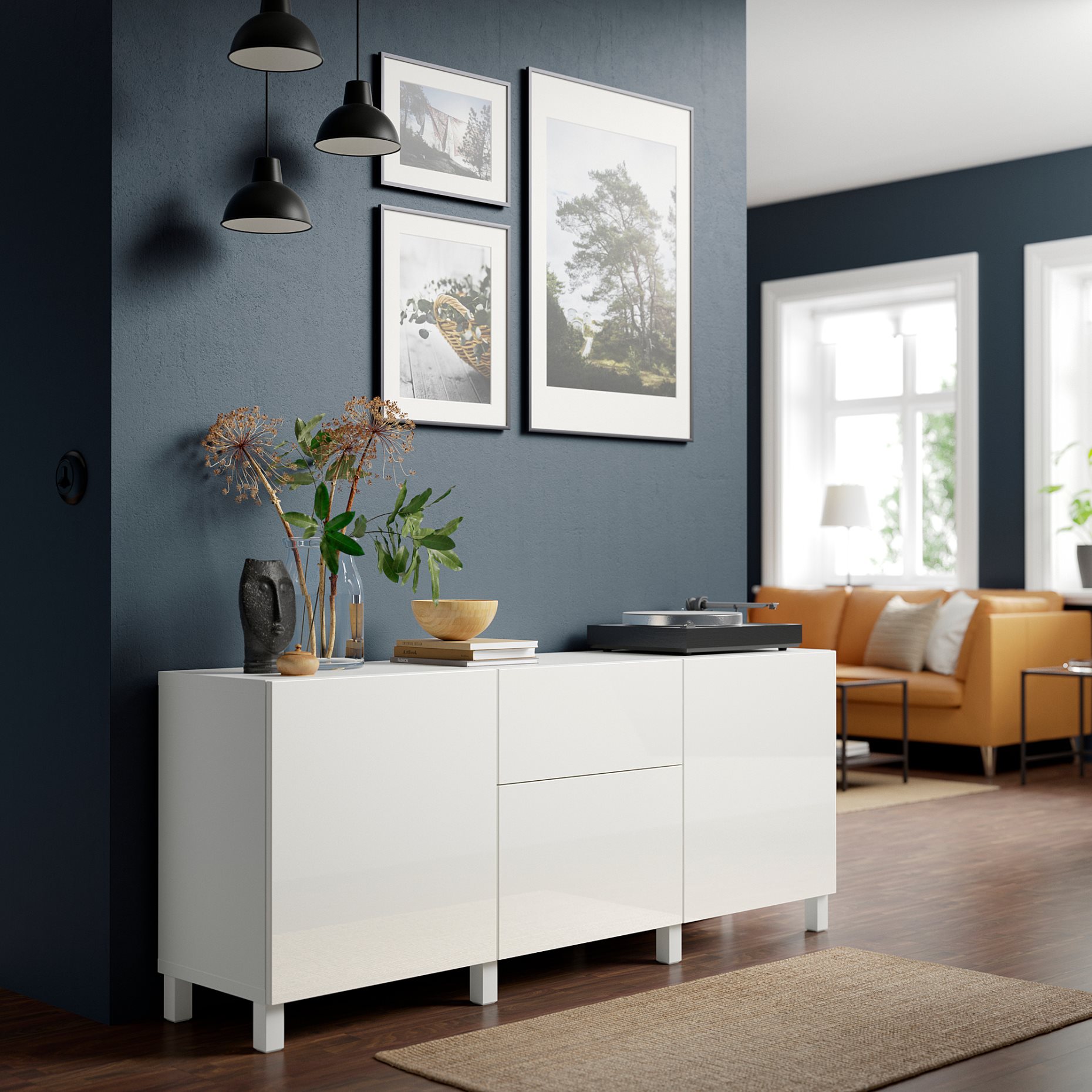 BESTÅ, storage combination with drawers soft-closing, 180x42x74 cm, 191.956.63