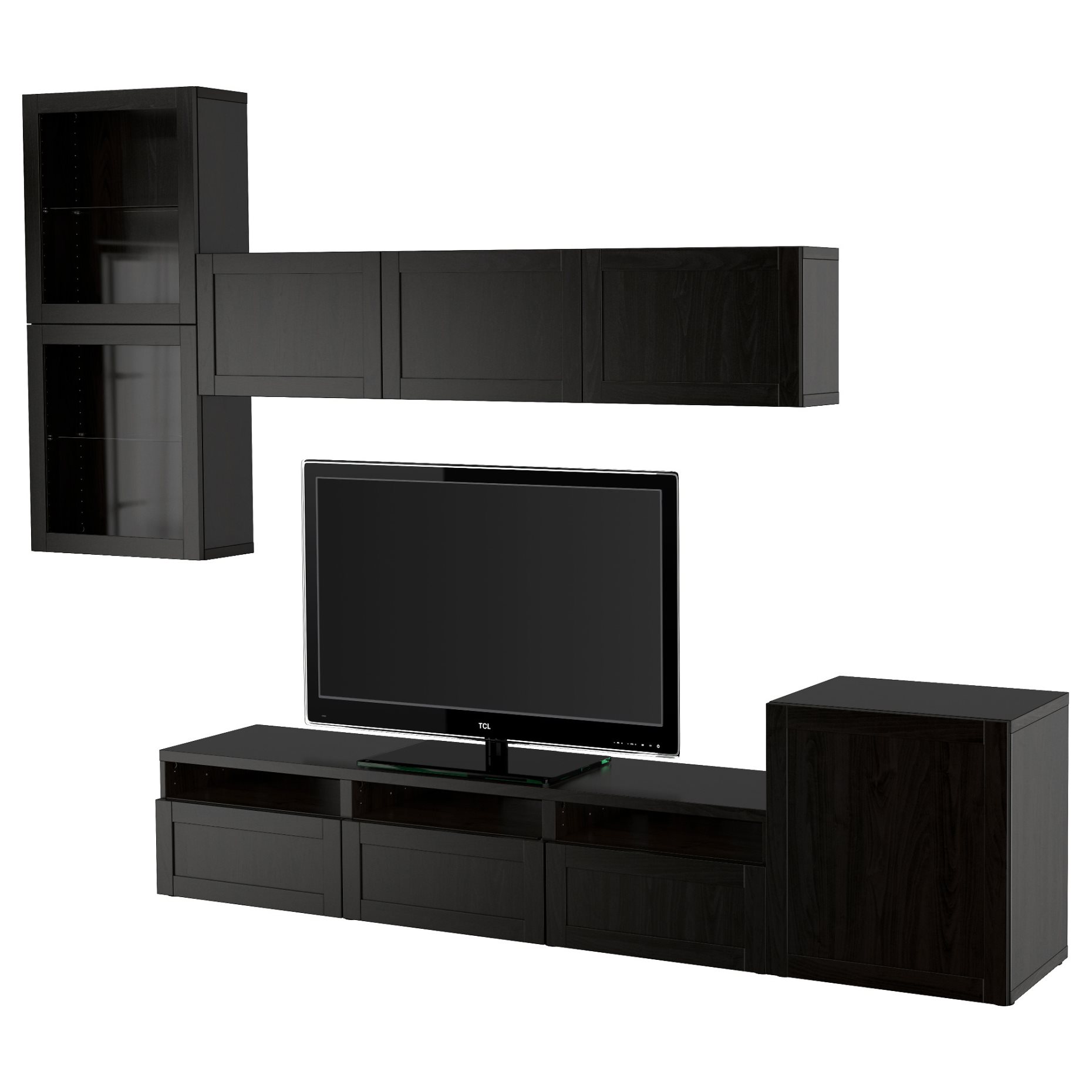 BESTÅ, TV storage combination/glass doors/drawers soft closing, 300x42x211 cm, 194.069.29