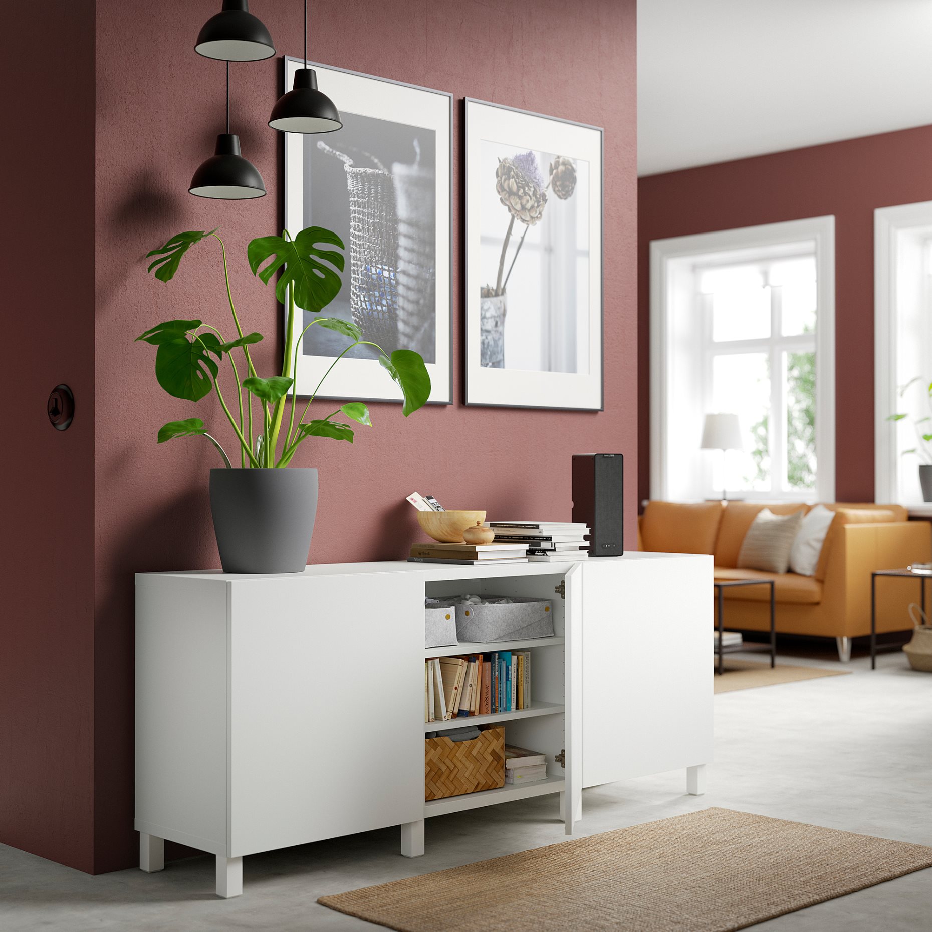 BESTÅ, storage combination with doors, 180x42x74 cm, 291.397.18