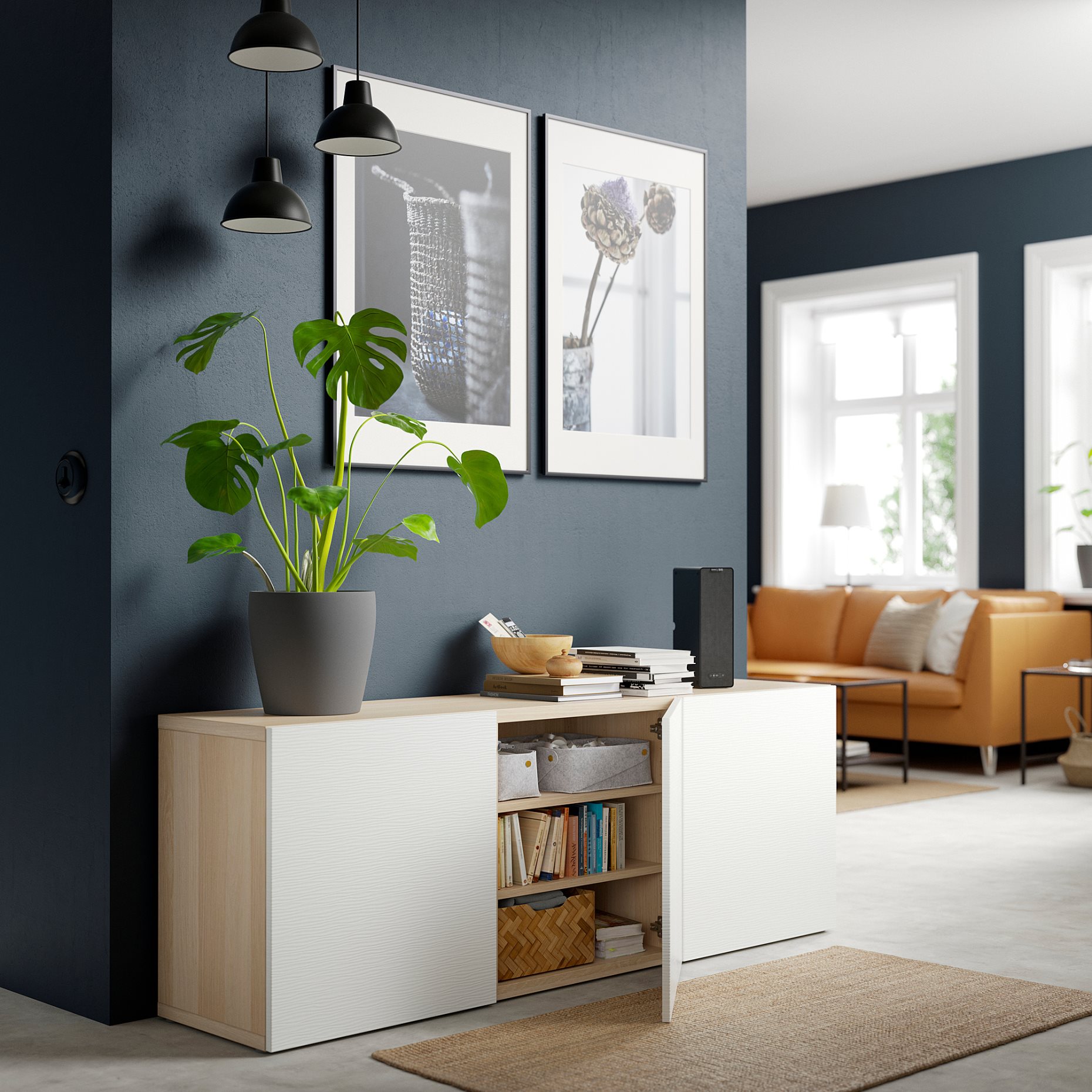 BESTÅ, storage combination with doors, 180x42x65 cm, 293.250.08