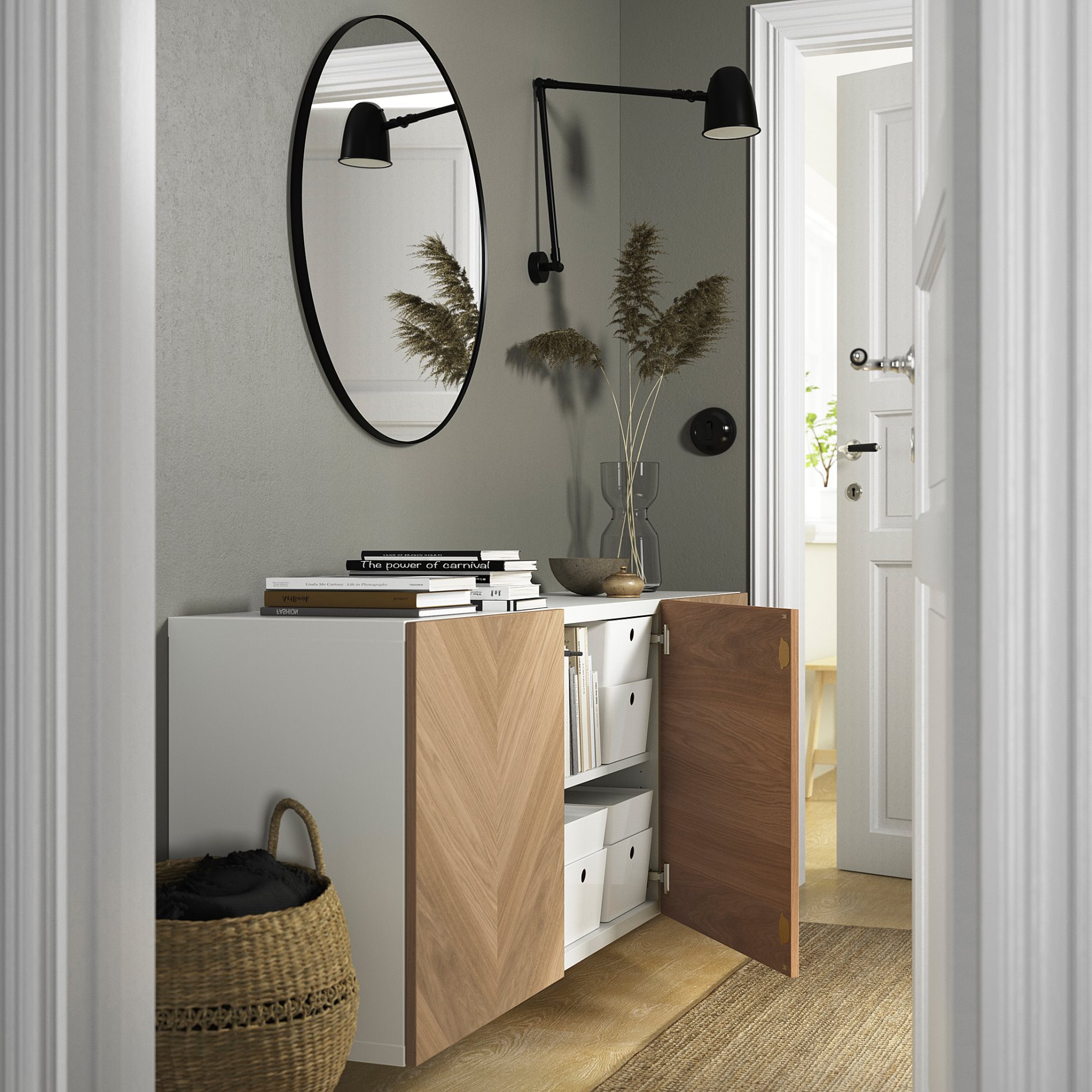 BESTÅ, wall-mounted cabinet combination, 180x42x64 cm, 494.178.65