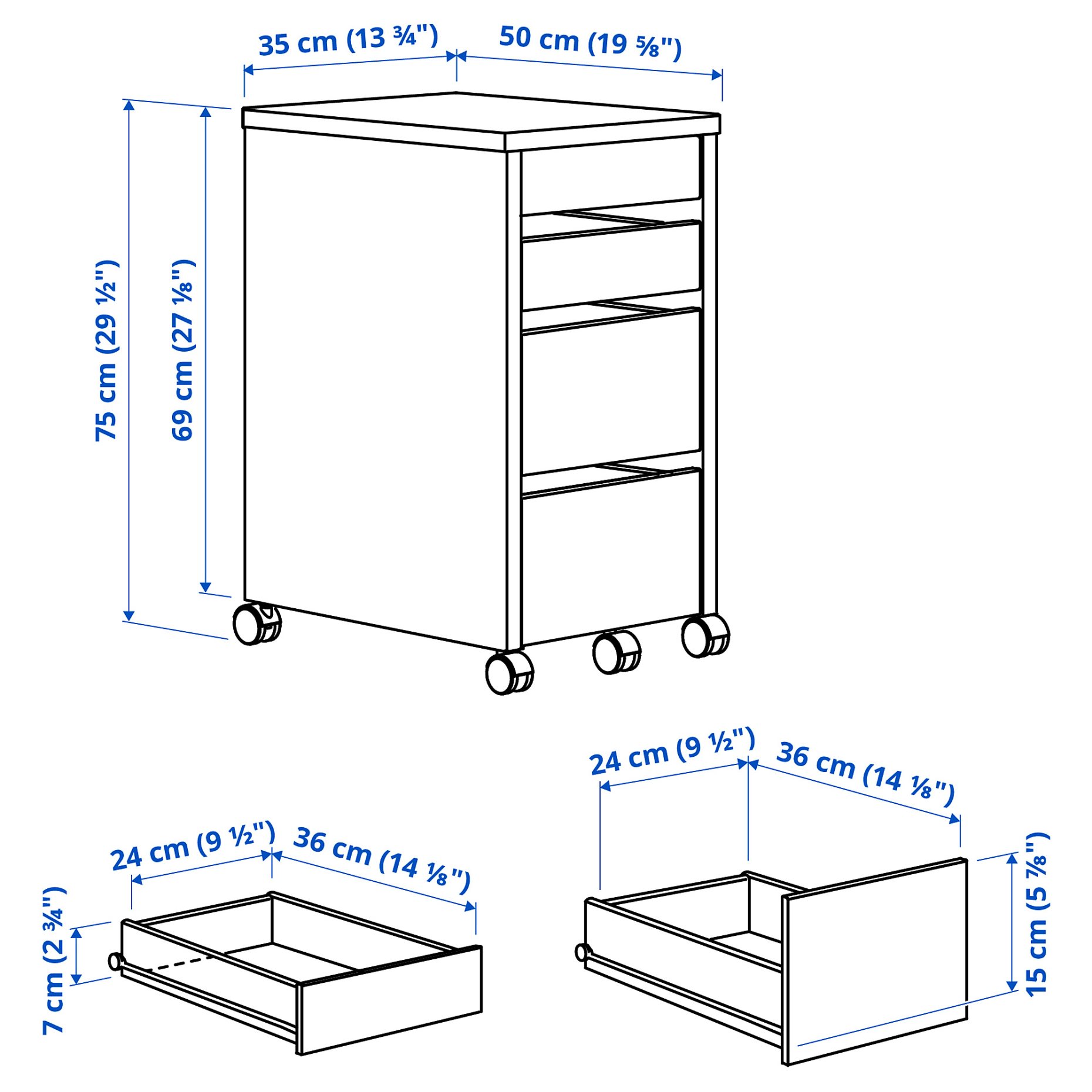 MICKE, drawer unit on castors, 902.130.78