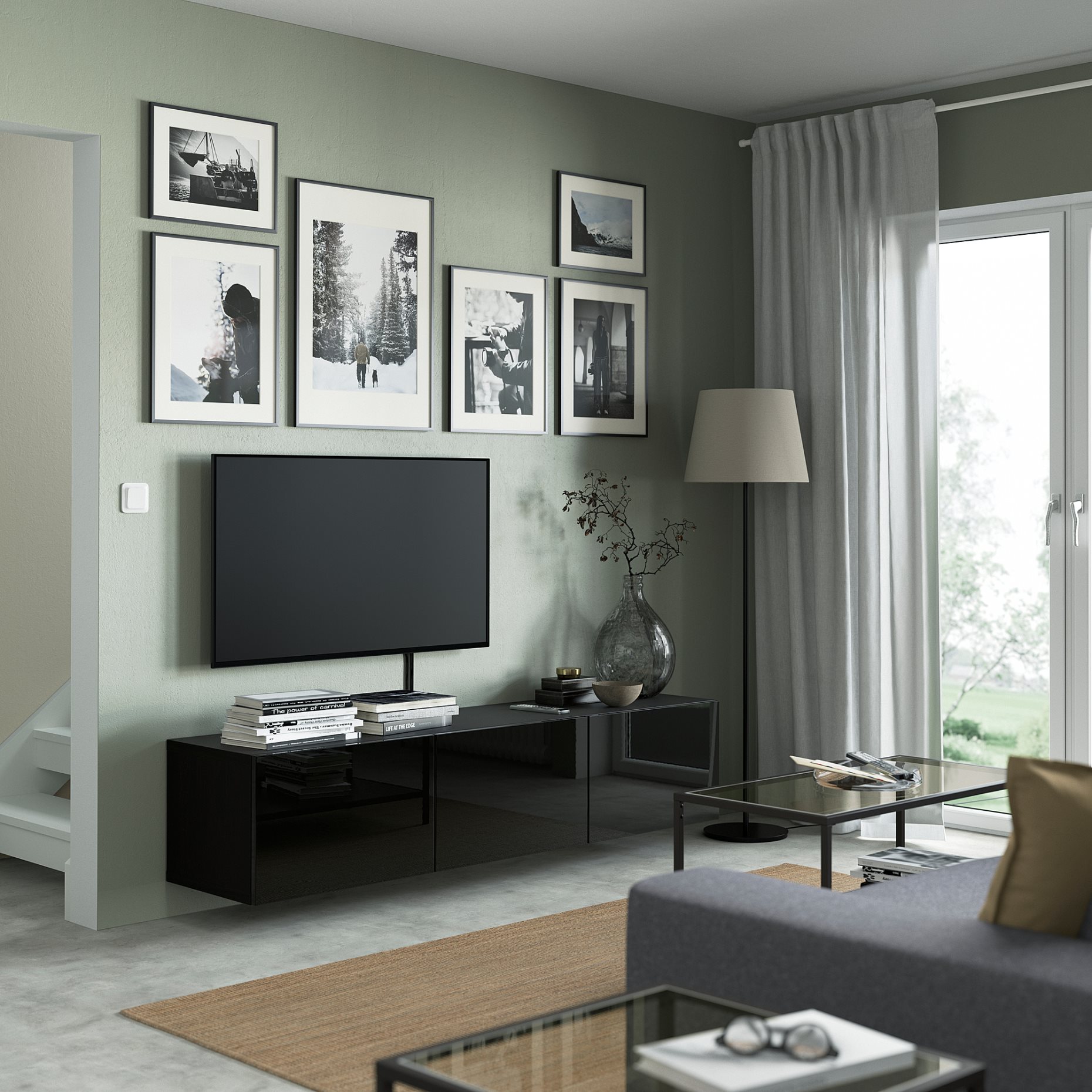 BESTÅ, TV bench with doors, 180x42x38 cm, 693.306.73