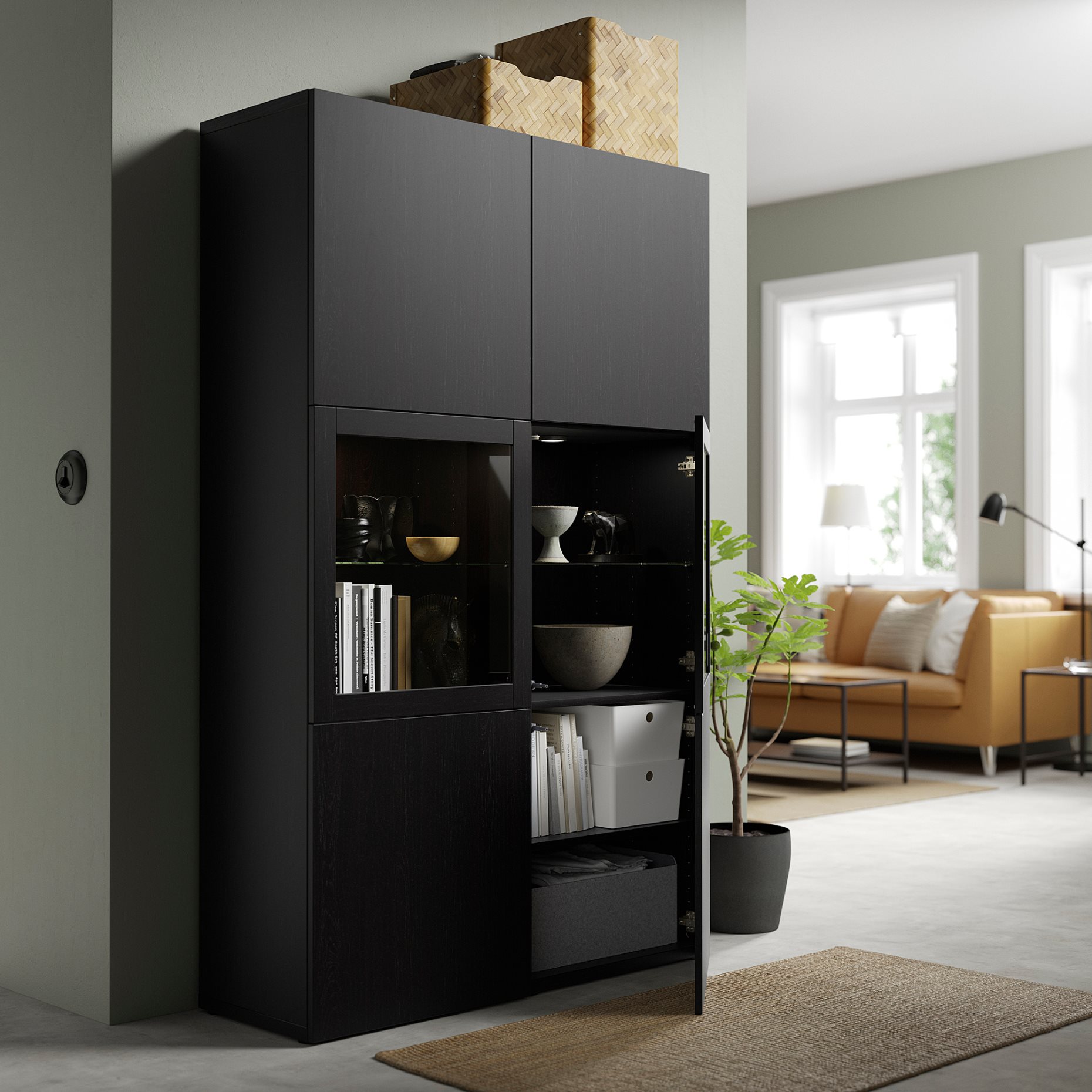 BESTÅ, storage combination w glass doors,, 120x42x193 cm, 790.592.62