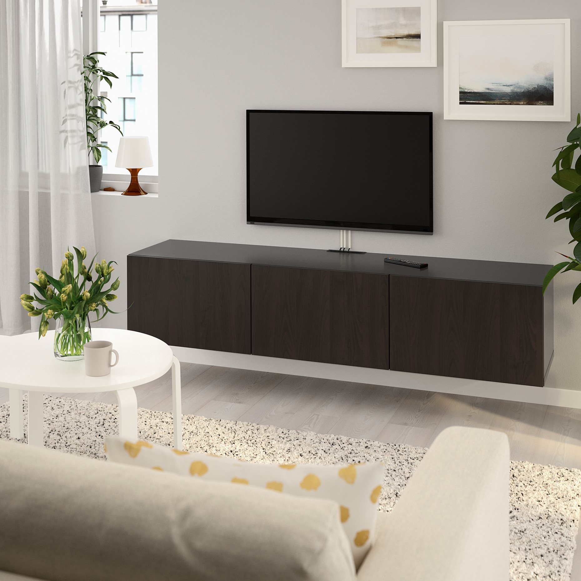 BESTÅ, TV bench with doors, 180x42x38 cm, 793.306.63