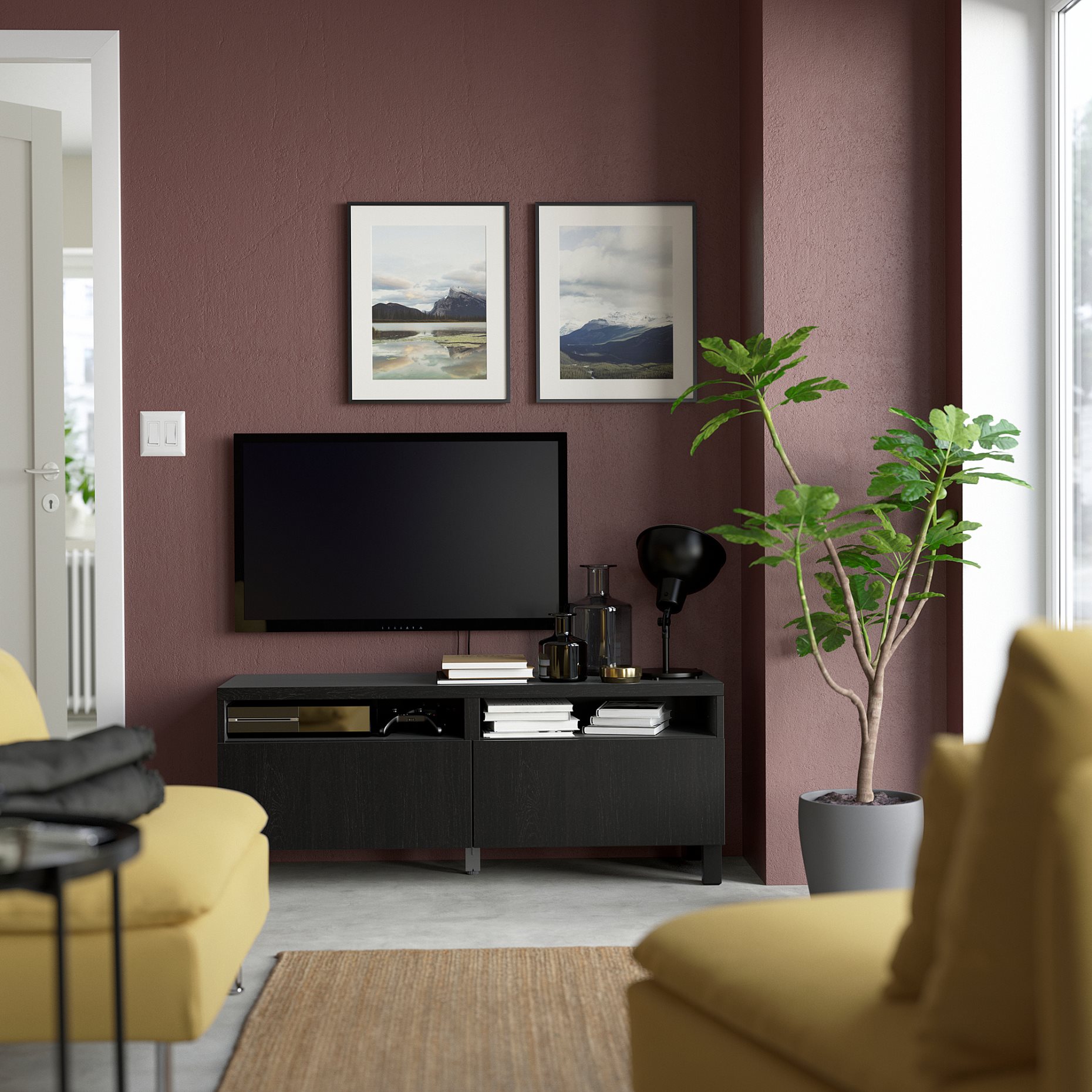 BESTÅ, TV bench with drawers soft closing, 120x42x48 cm, 891.882.92