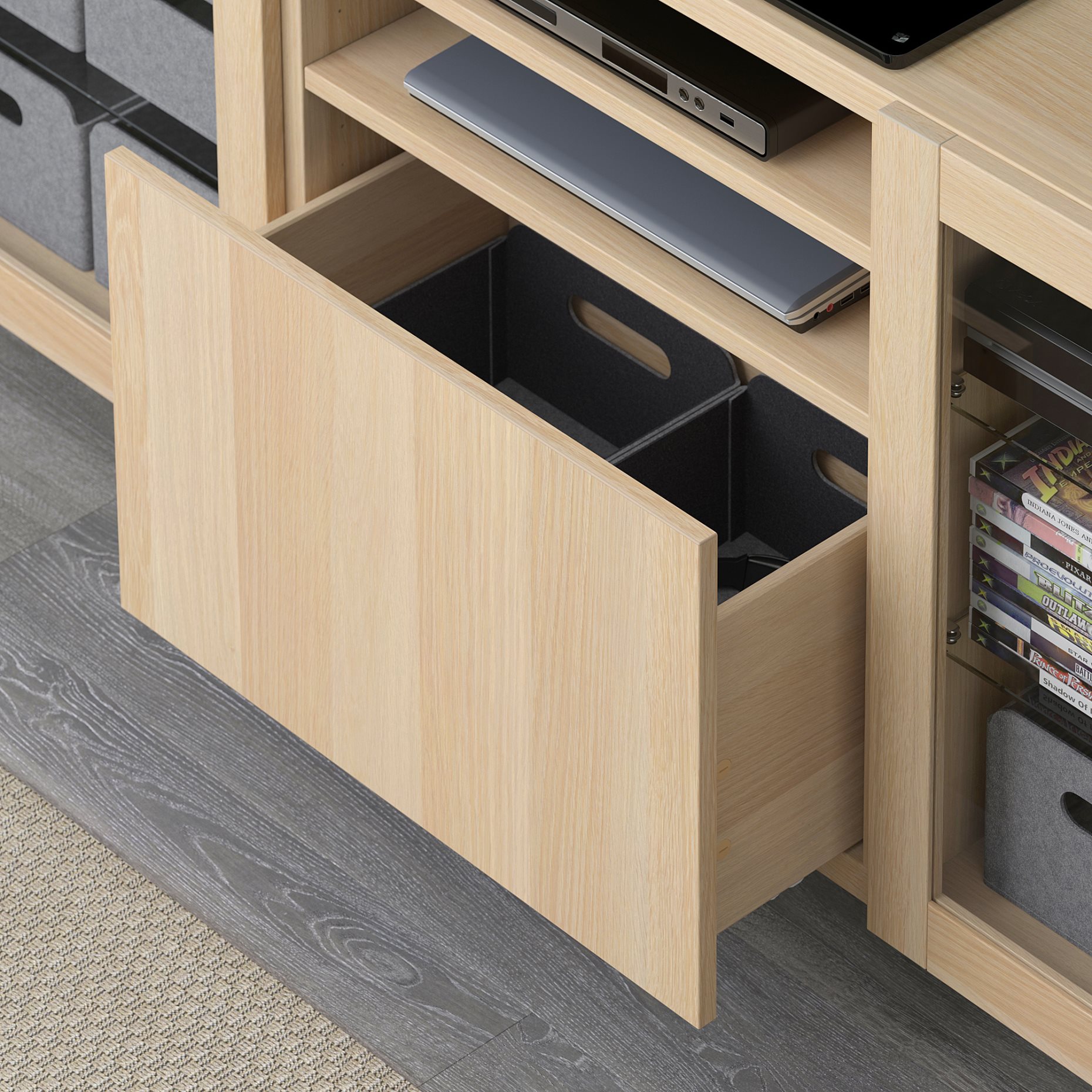 BESTÅ, TV bench with doors/drawer soft closing, 180x42x74 cm, 891.941.08