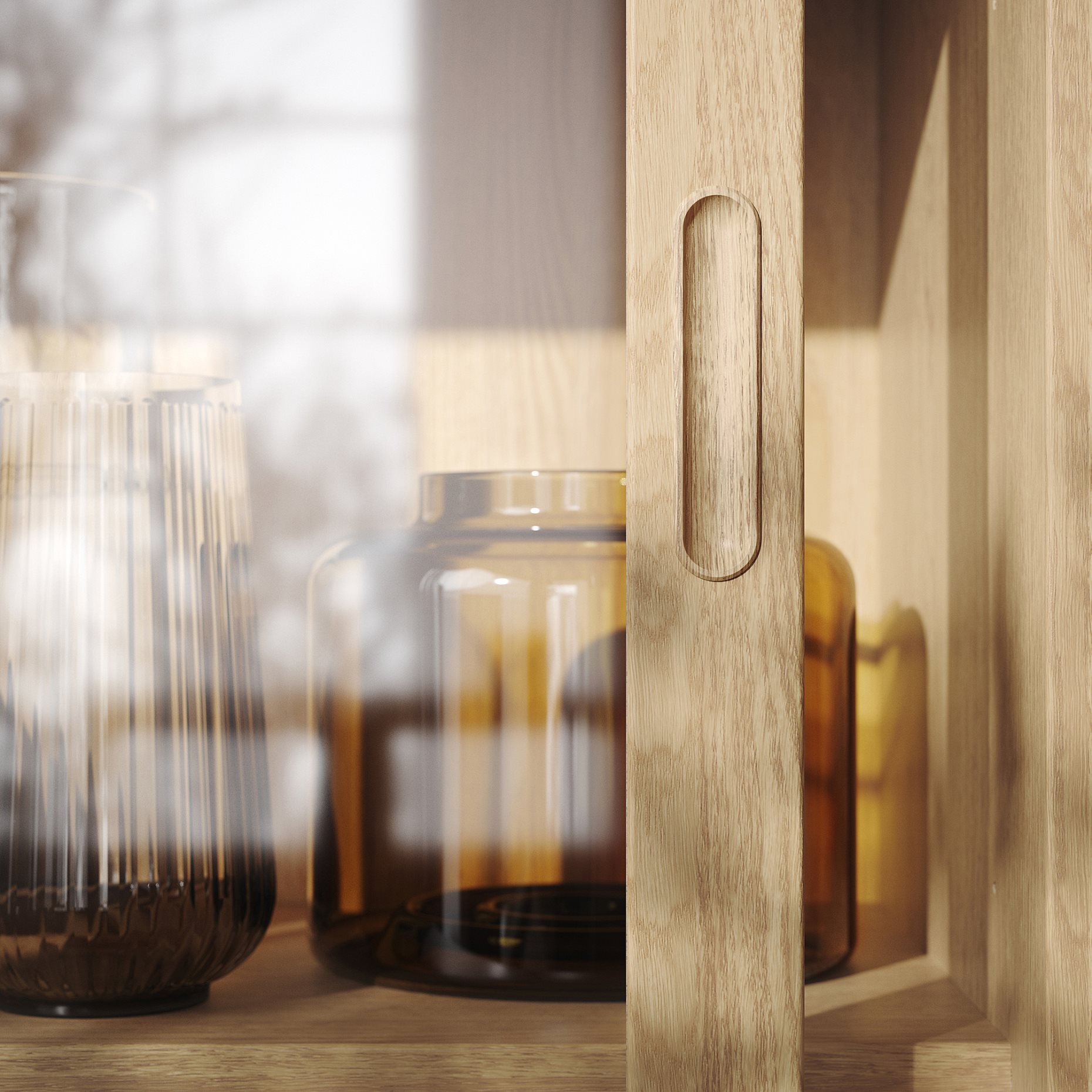 TONSTAD, cabinet with sliding glass doors, 82x37x120 cm, 004.892.84