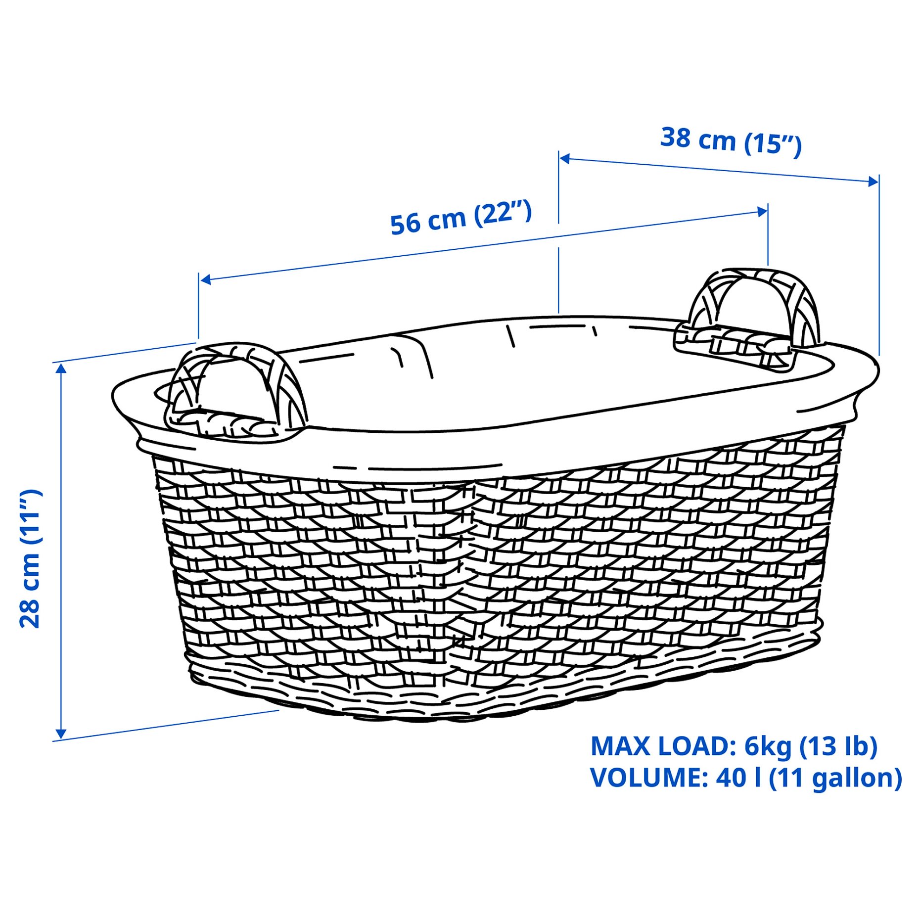 TOLKNING, laundry basket/handmade, 40 l, 005.126.18