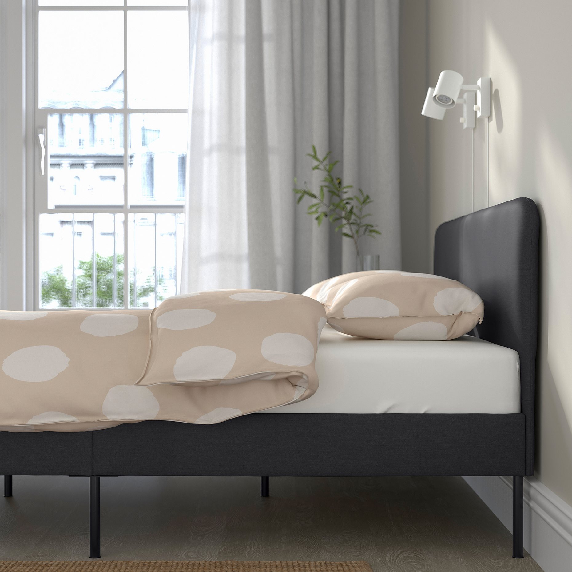 SLATTUM, upholstered bed frame, 140x200 cm, 005.712.45
