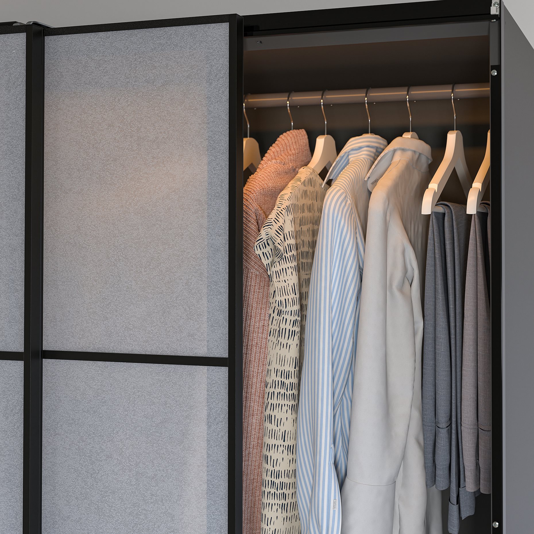 ÖVERSIDAN, wardrobe strip with built-in LED light source with sensor/dimmable, 96 cm, 005.895.56