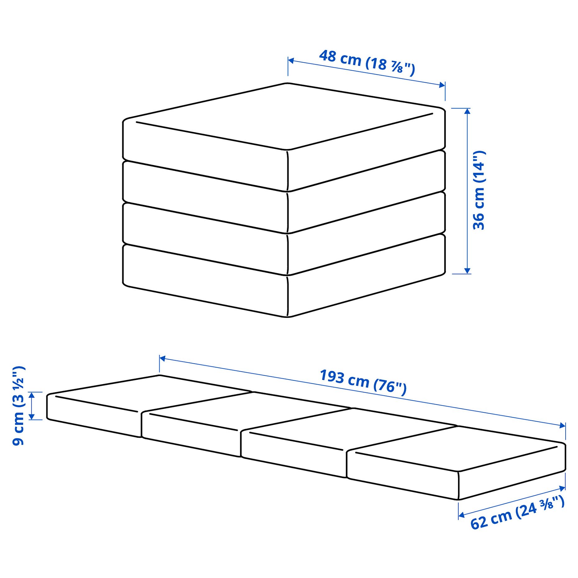 SLÄKT, pouffe/mattress, foldable, 005.903.57